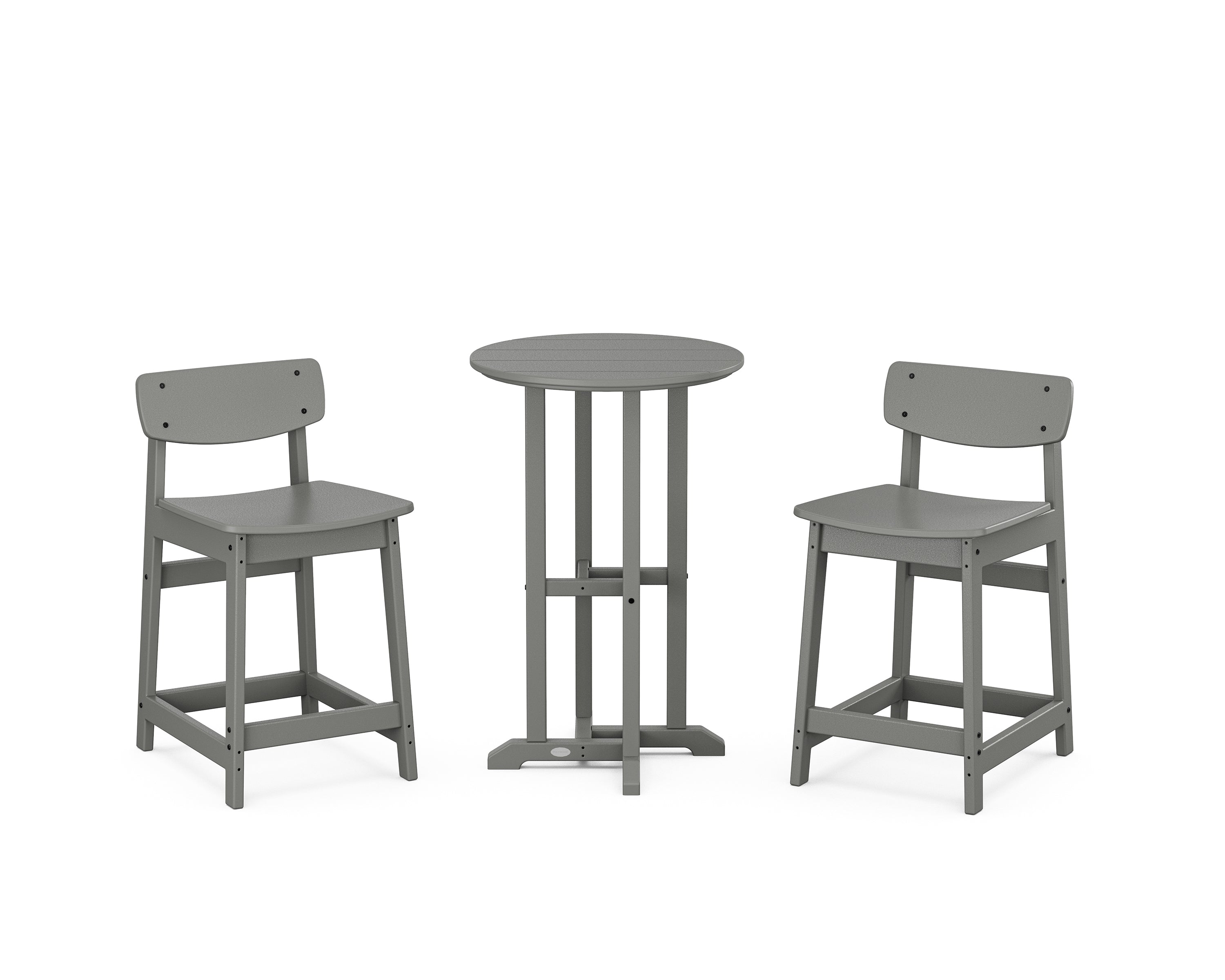POLYWOOD Modern Studio Urban Lowback 3-Piece Bistro Counter Set in Slate Grey