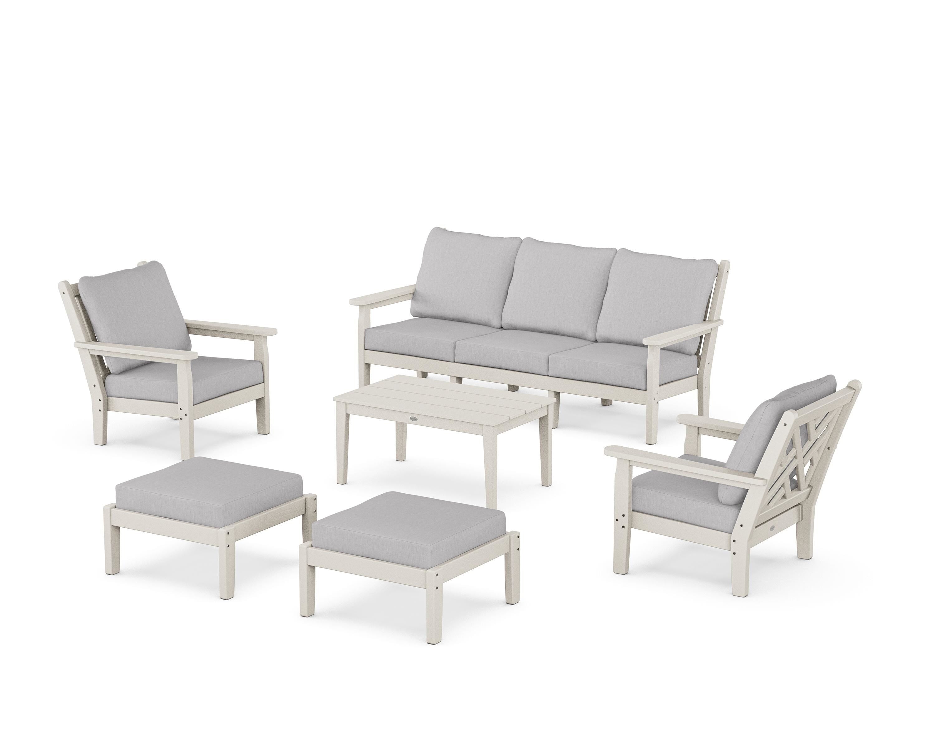 POLYWOOD Chippendale 6-Piece Lounge Sofa Set in Sand / Granite