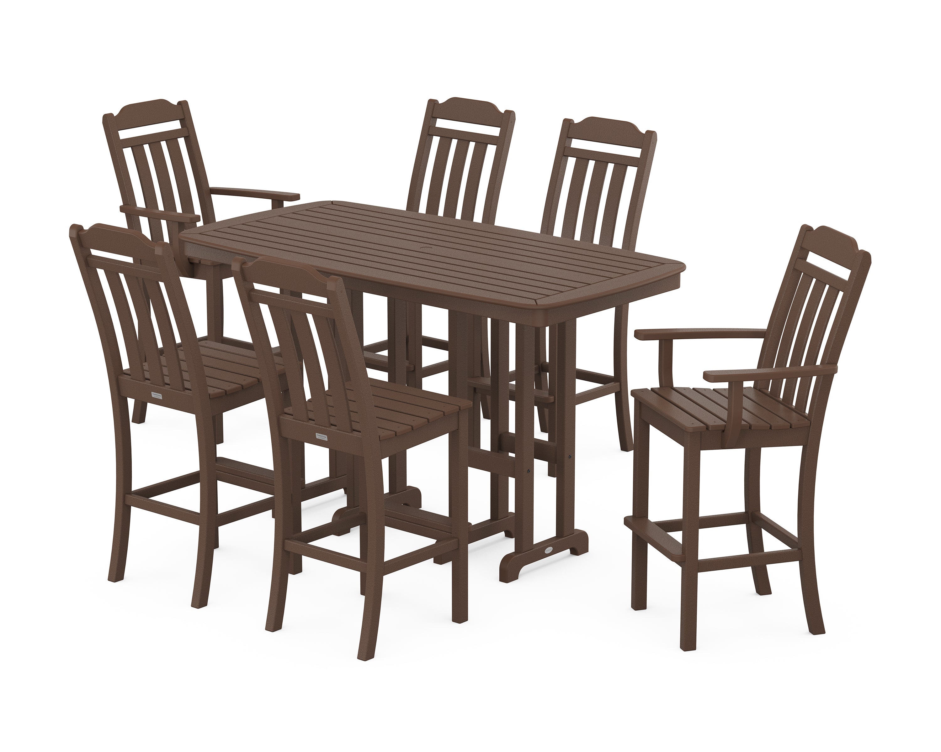 POLYWOOD Country Living 7-Piece Bar Set in Mahogany