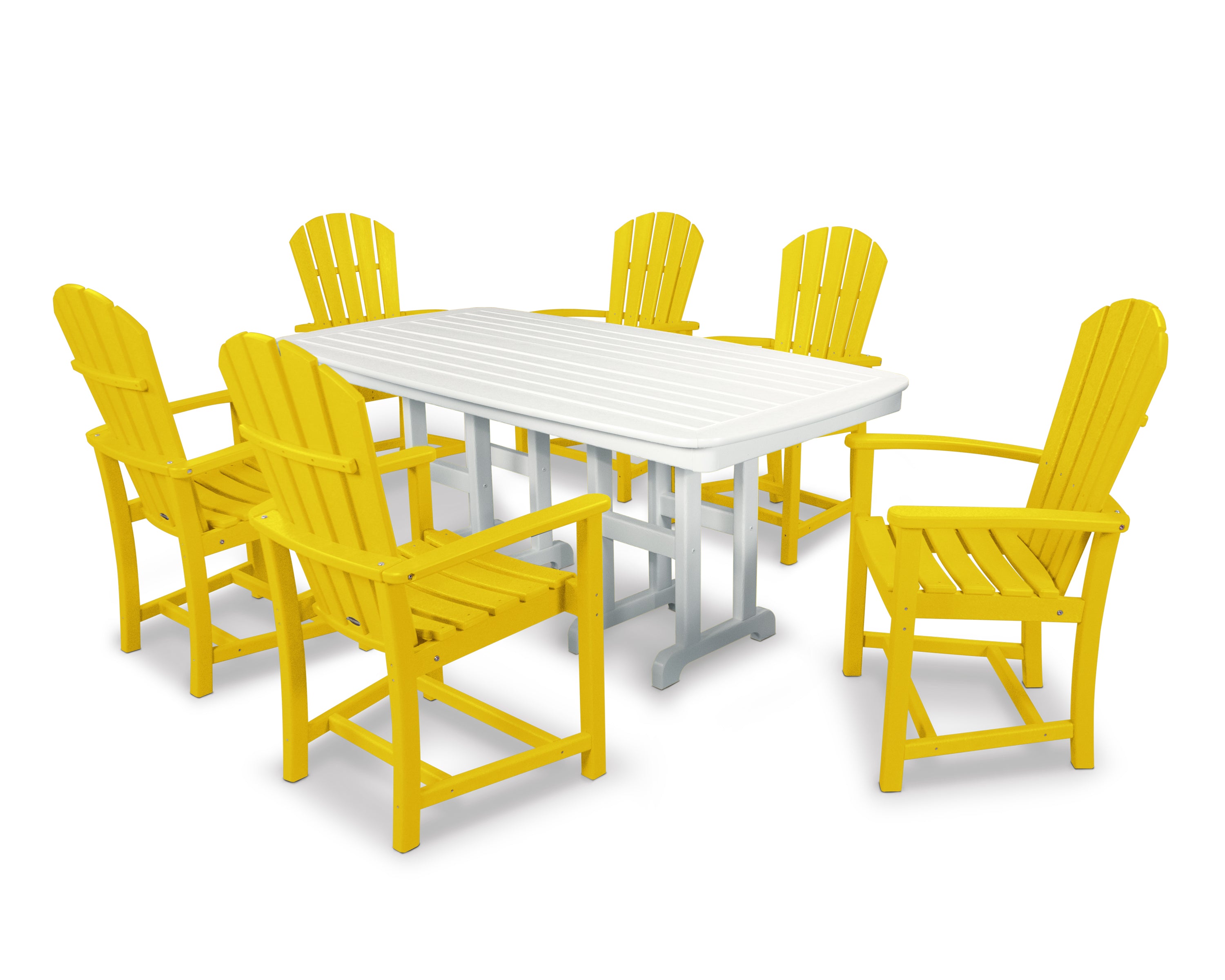 POLYWOOD® Palm Coast 7-Piece Dining Set in Lemon / White