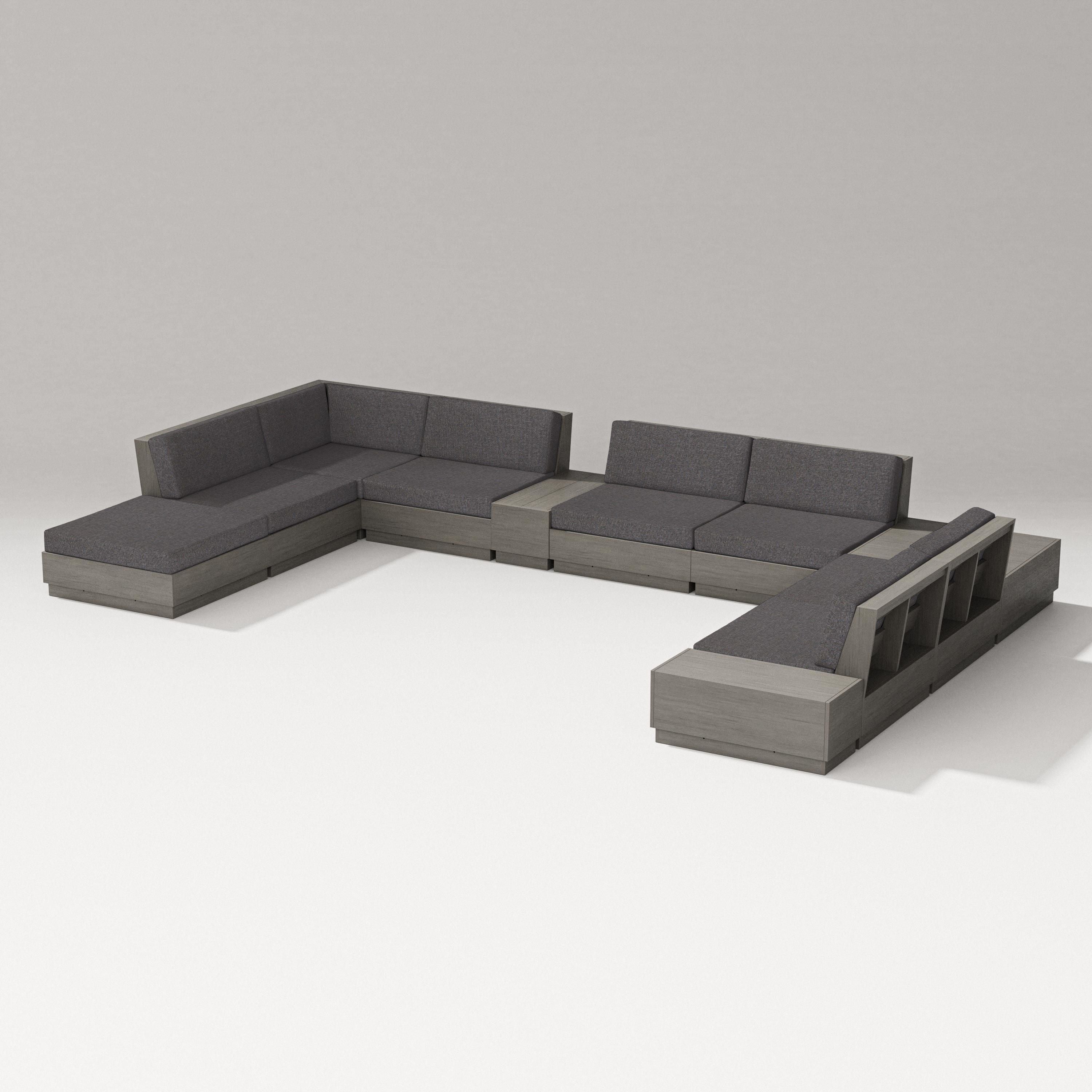 PW Designer Series Elevate 11-Piece Conversation Sectional Set in Driftwood / Ash Charcoal