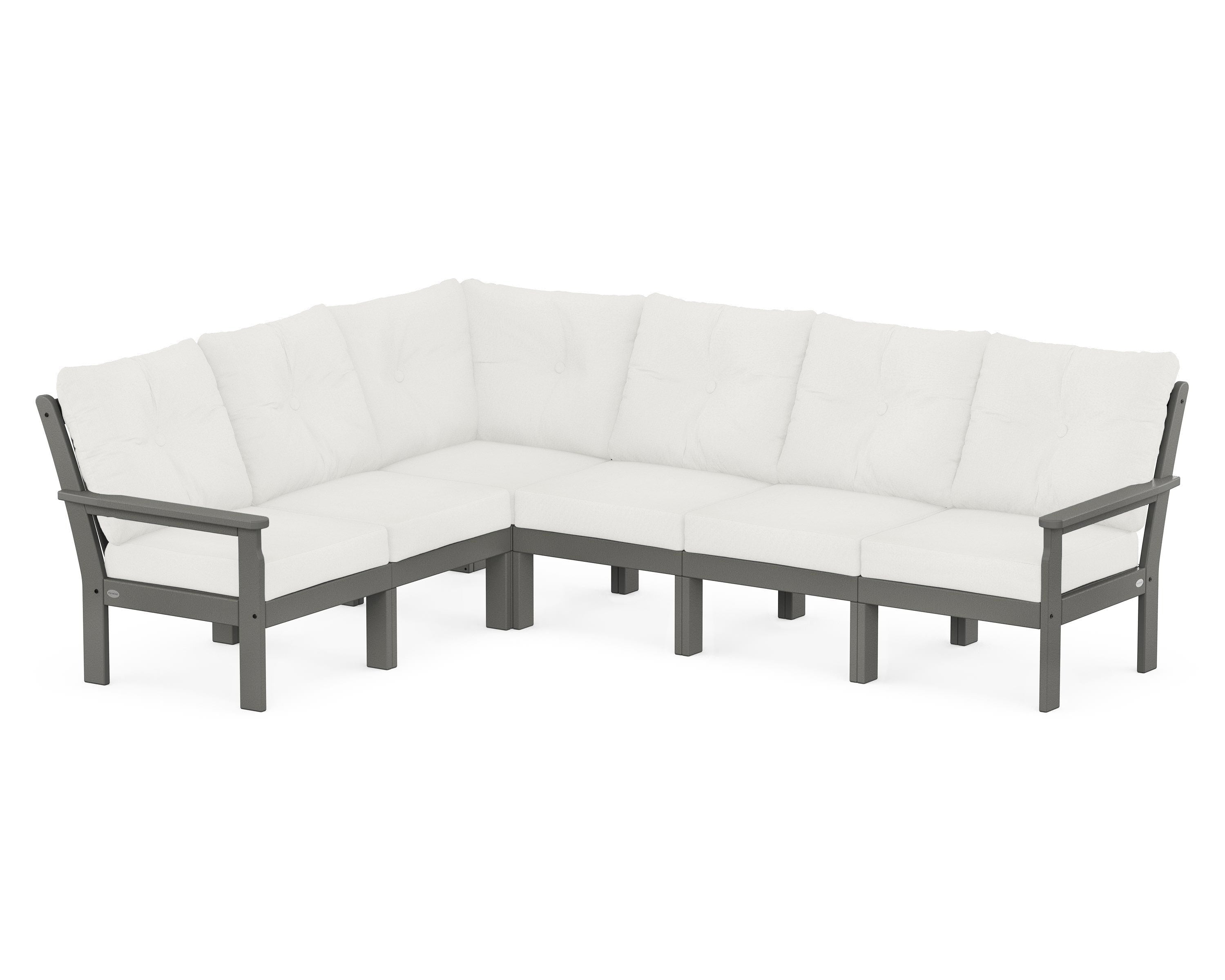 POLYWOOD Vineyard 6-Piece Sectional in Slate Grey / Natural Linen