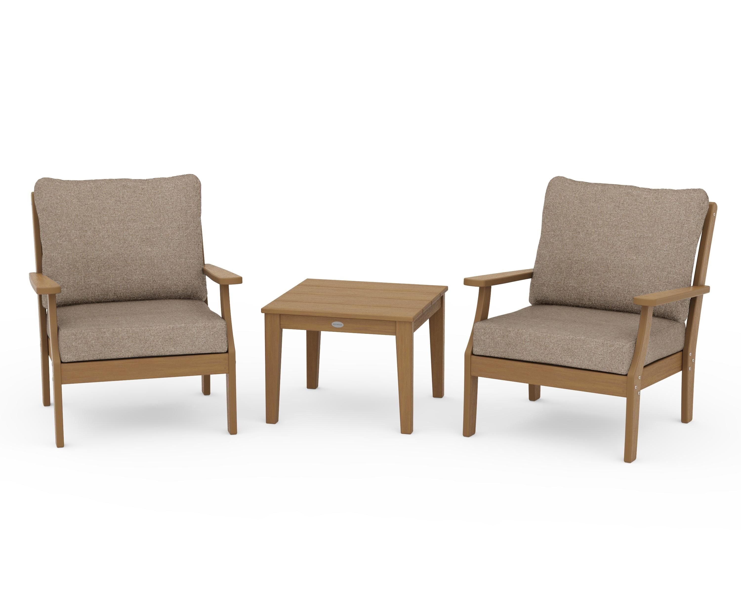 POLYWOOD Braxton 3-Piece Deep Seating Set in Natural / Spiced Burlap