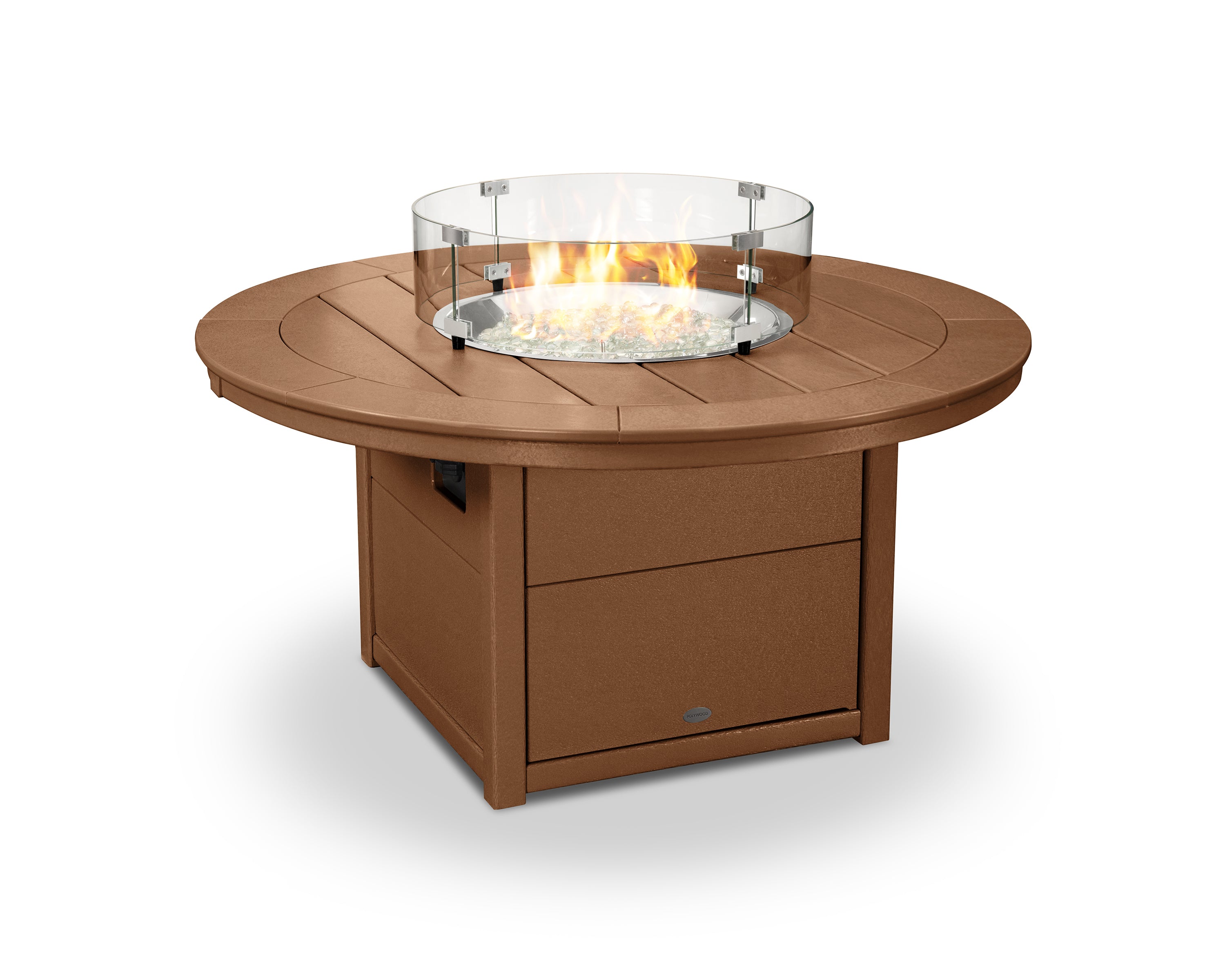 POLYWOOD® Round 48" Fire Pit Table in Teak