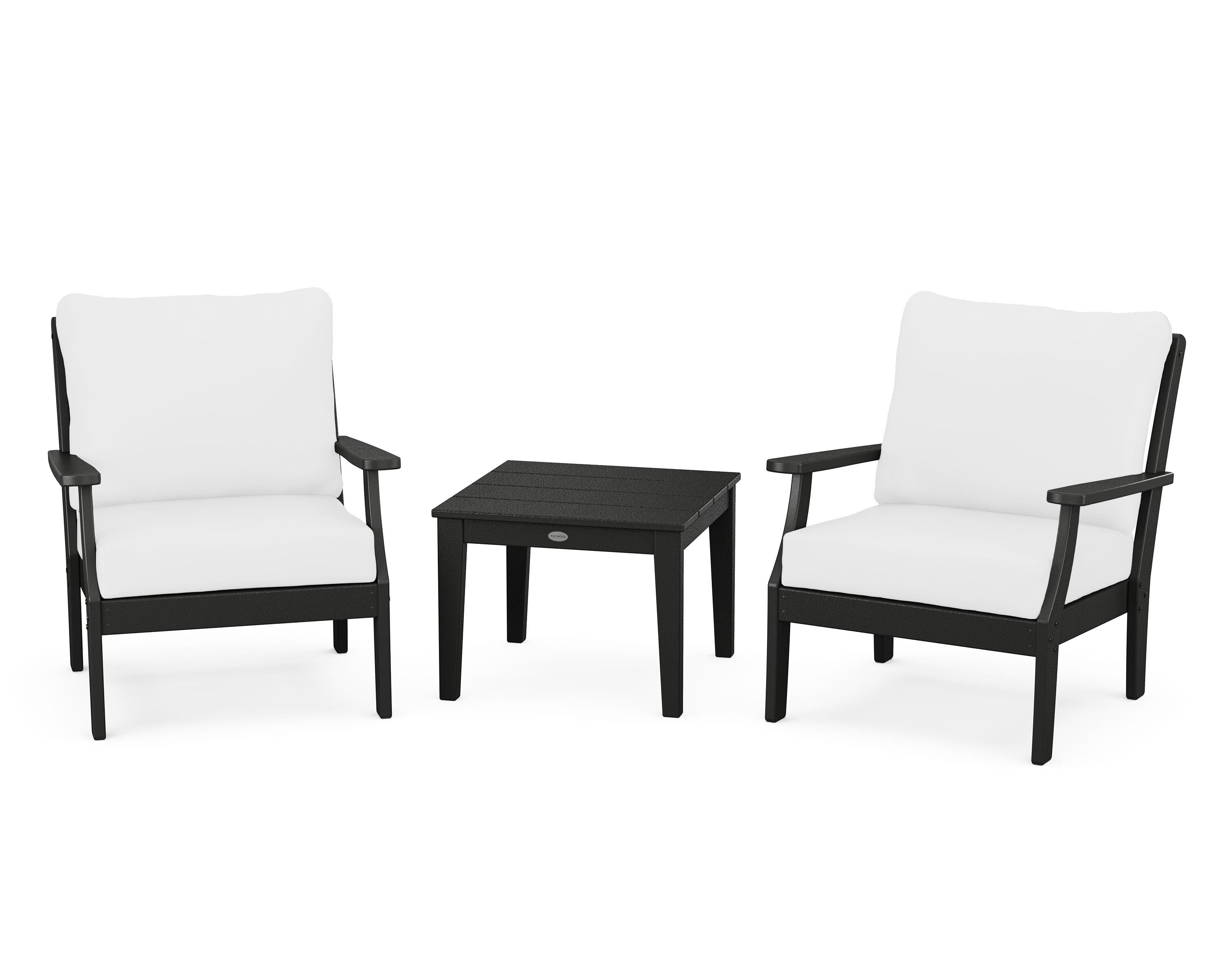 POLYWOOD Braxton 3-Piece Deep Seating Set in Black / Natural