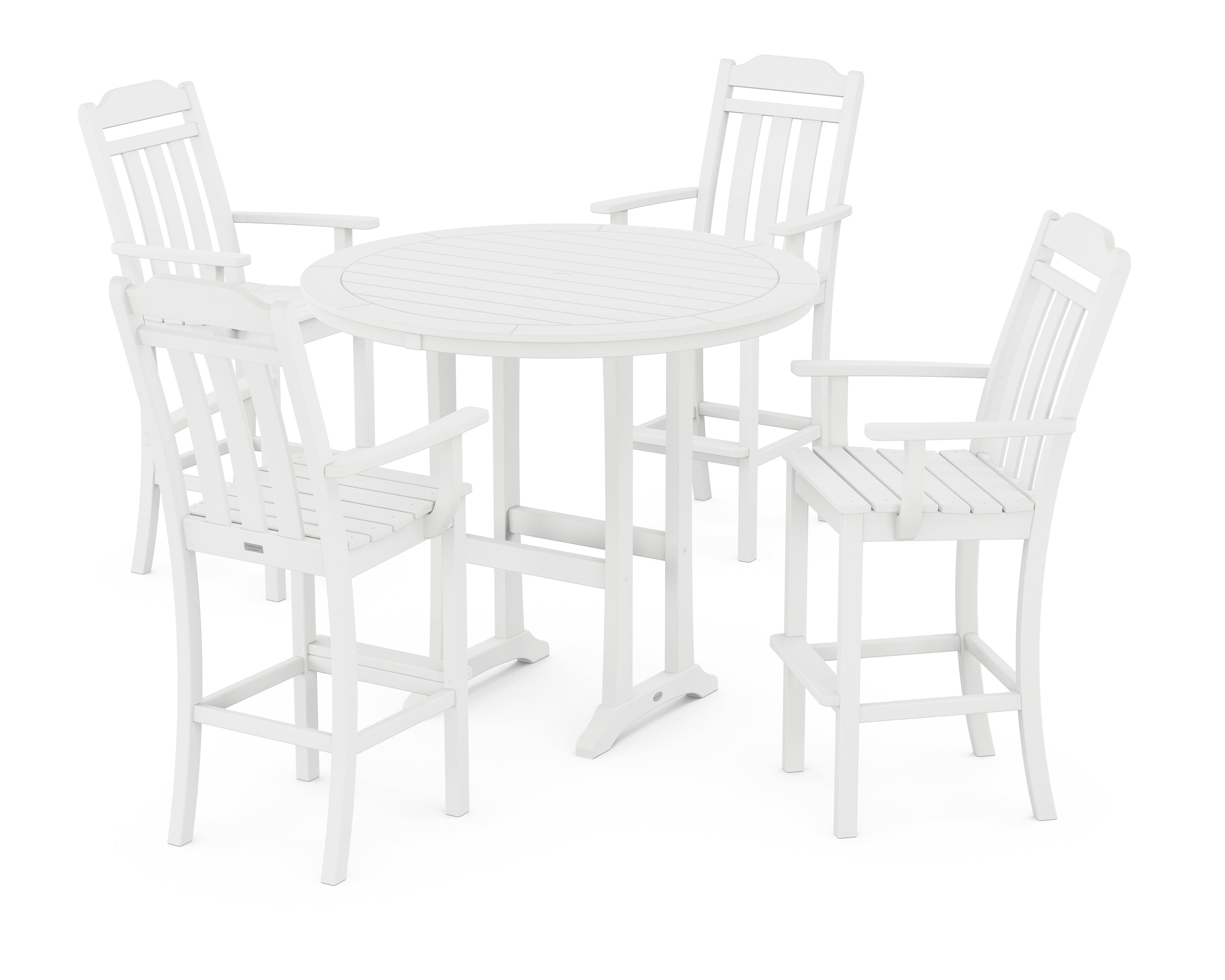 POLYWOOD Country Living 5-Piece Round Bar Set in White