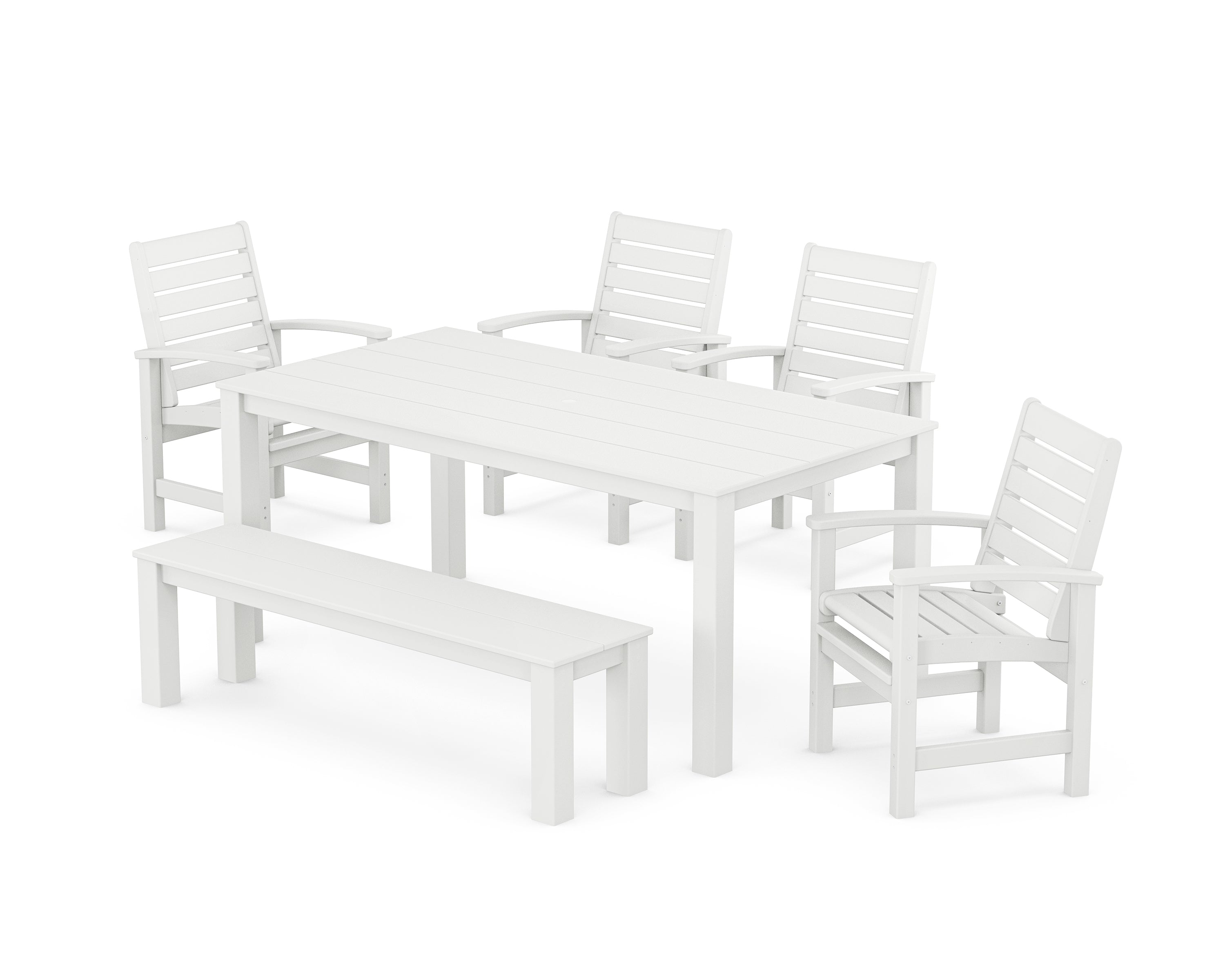 POLYWOOD® Signature 6-Piece Parsons Dining Set with Bench in White