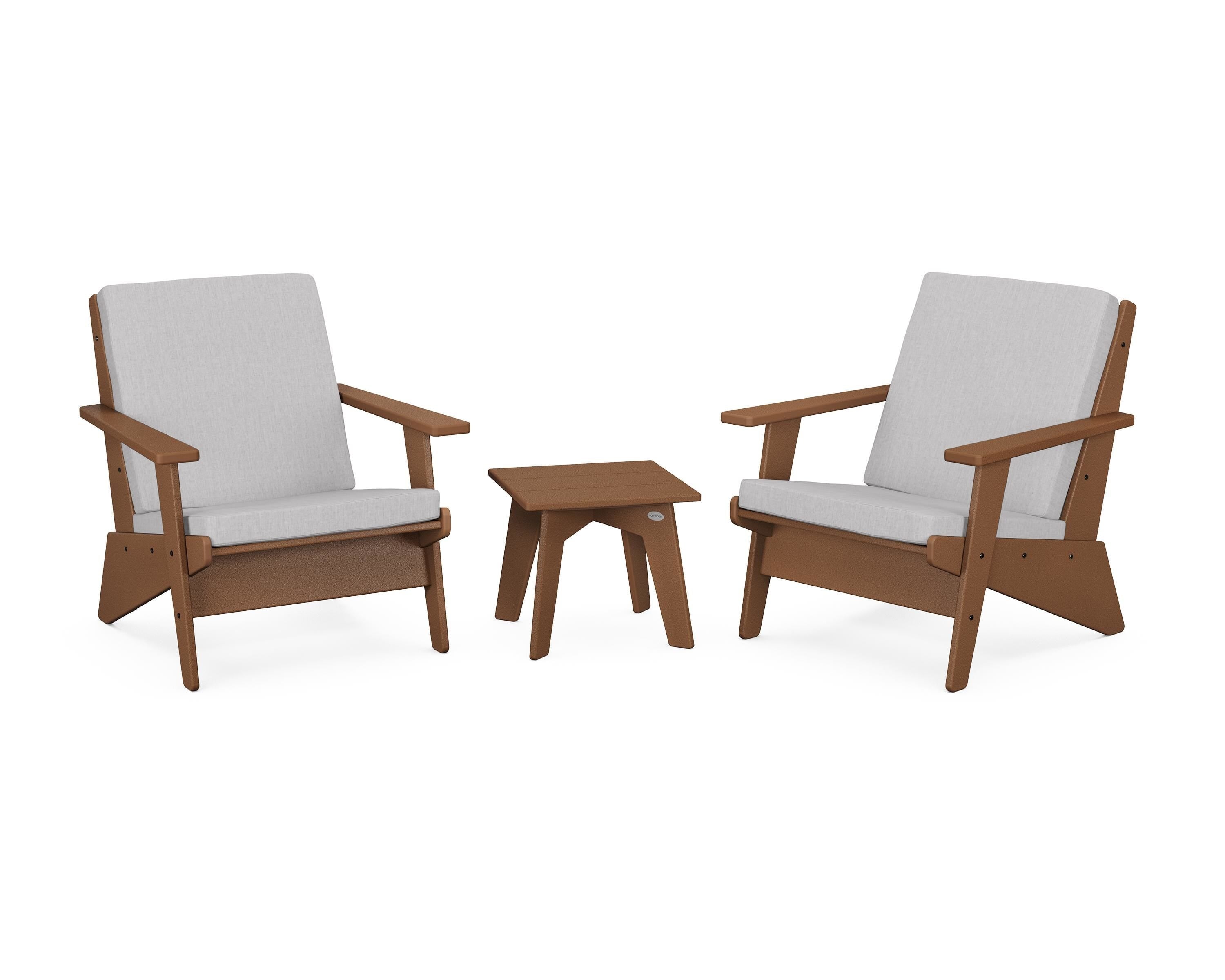 POLYWOOD Riviera Modern Lounge 3-Piece Set in Teak / Granite