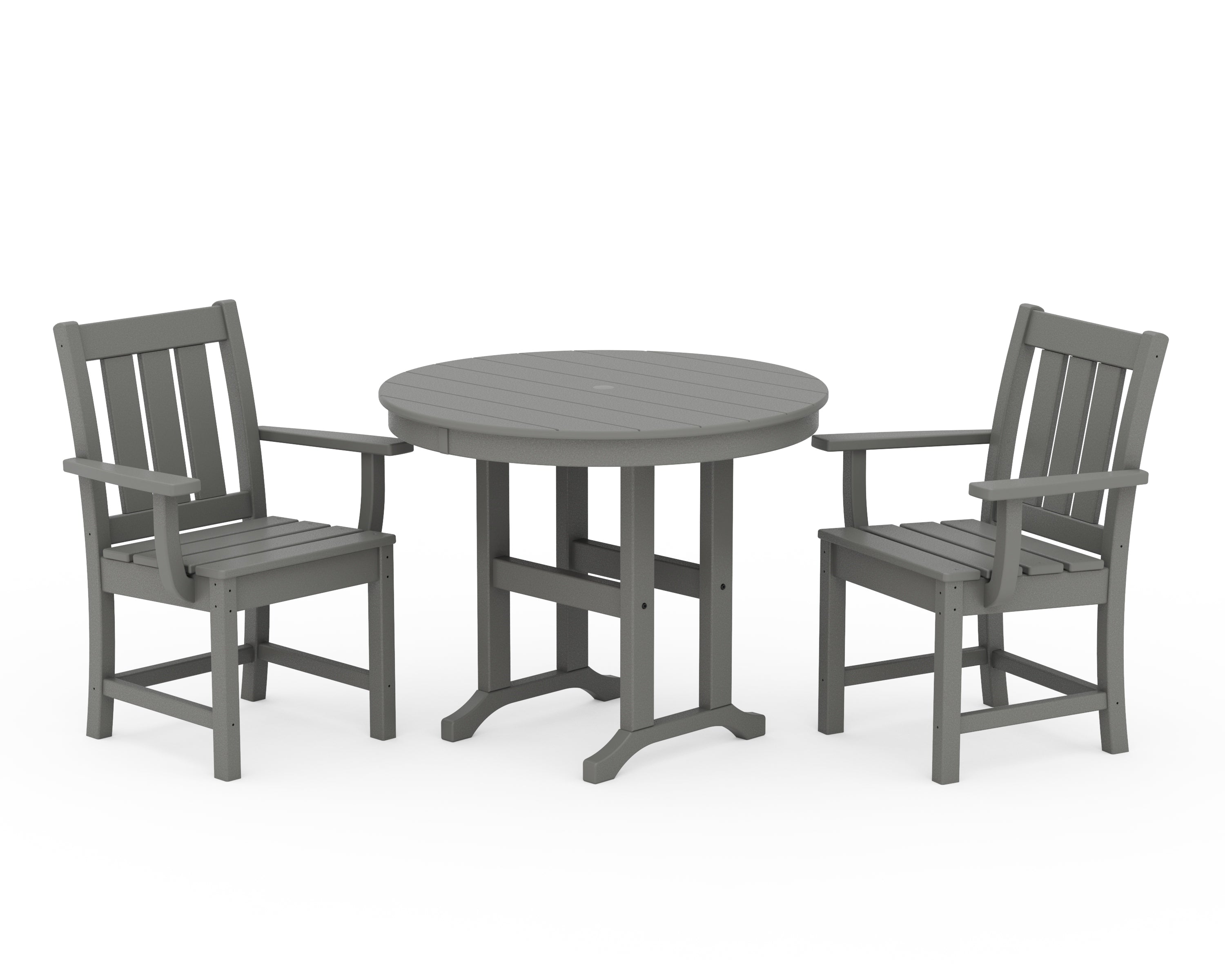 POLYWOOD Oxford 3-Piece Farmhouse Dining Set in Slate Grey