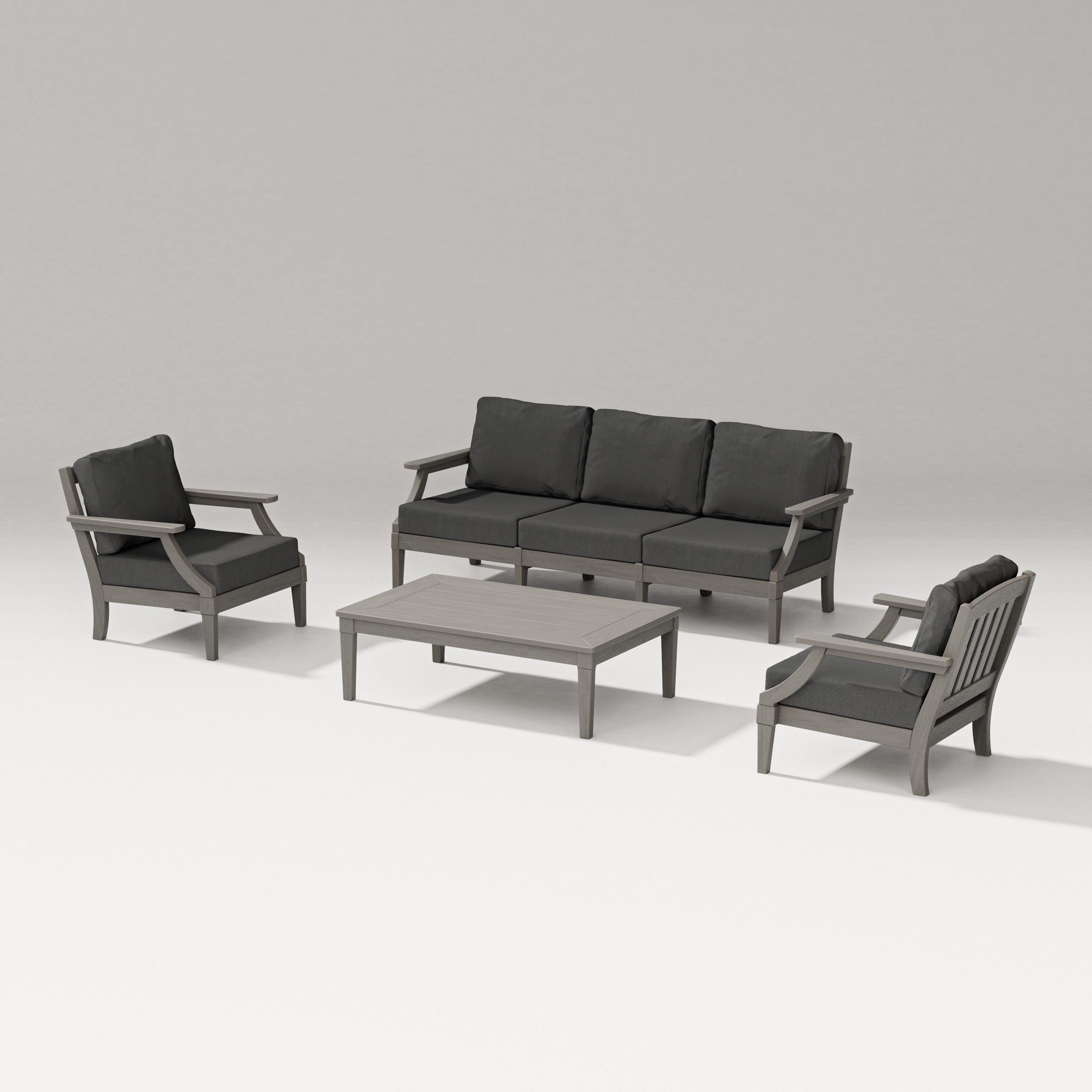 PW Designer Series Estate 4-Piece Lounge Sofa Set in Driftwood / Spectrum Carbon