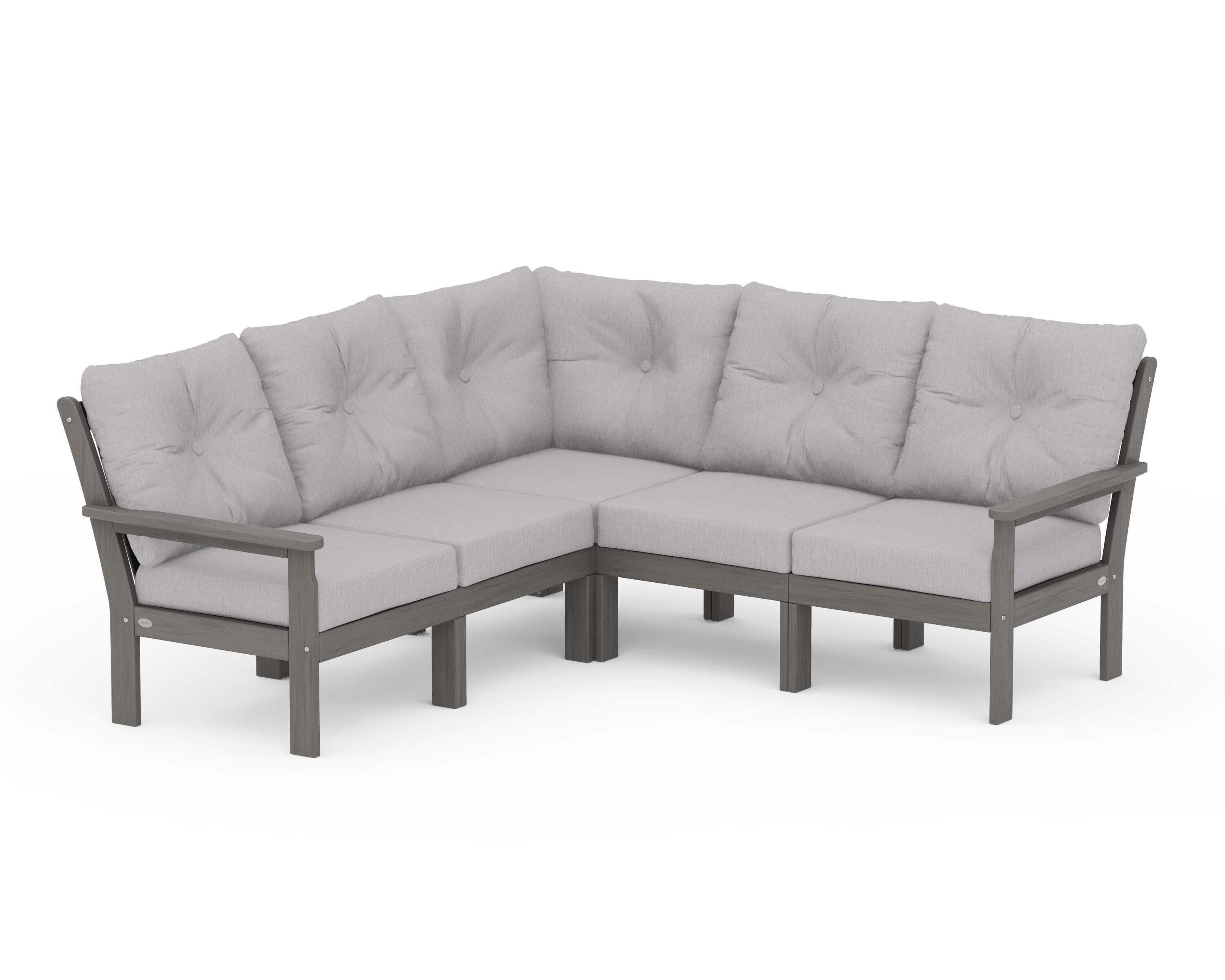 POLYWOOD Vineyard 5-Piece Sectional in Driftwood / Granite