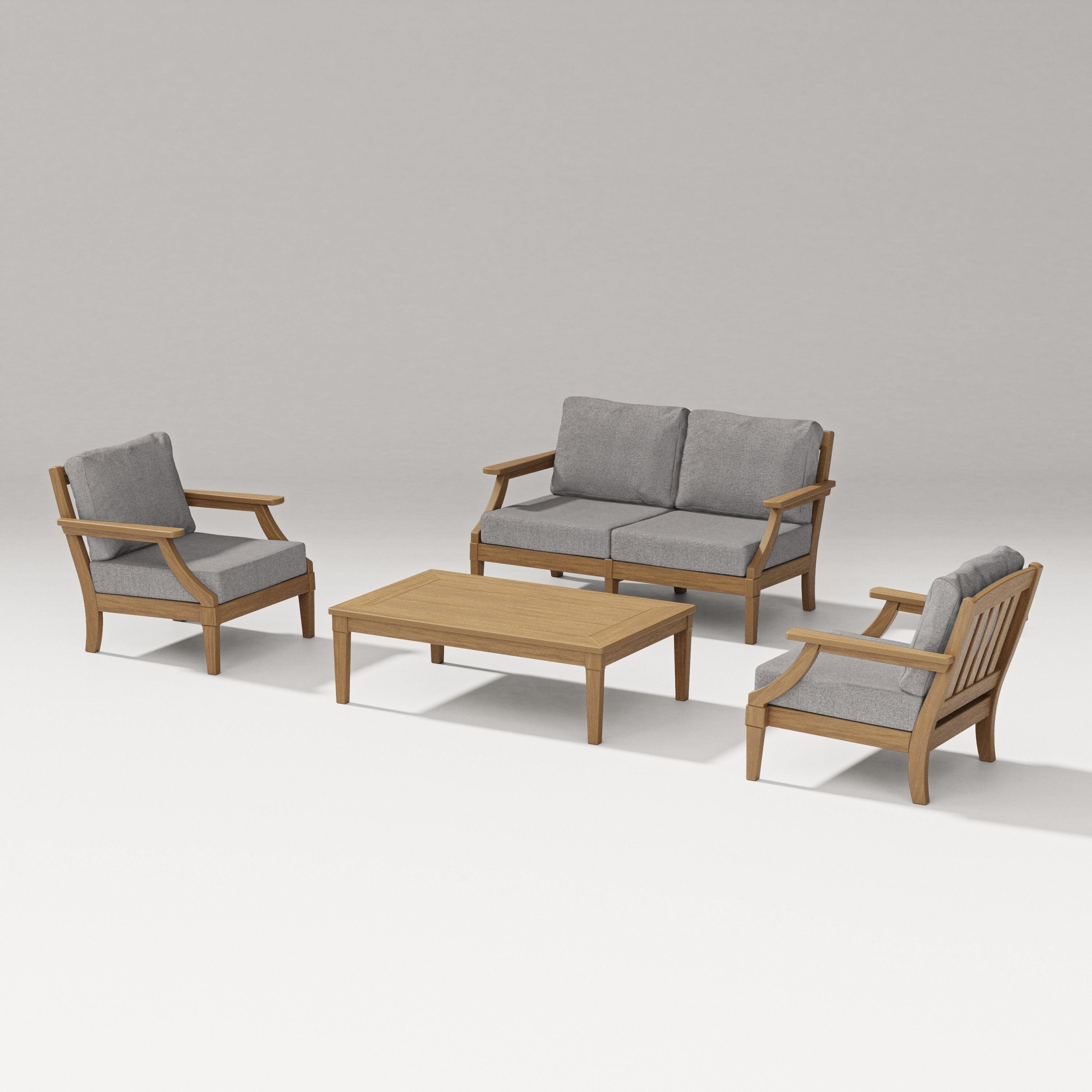 PW Designer Series Estate Lounge 4-Piece Loveseat Set in Natural / Grey Mist