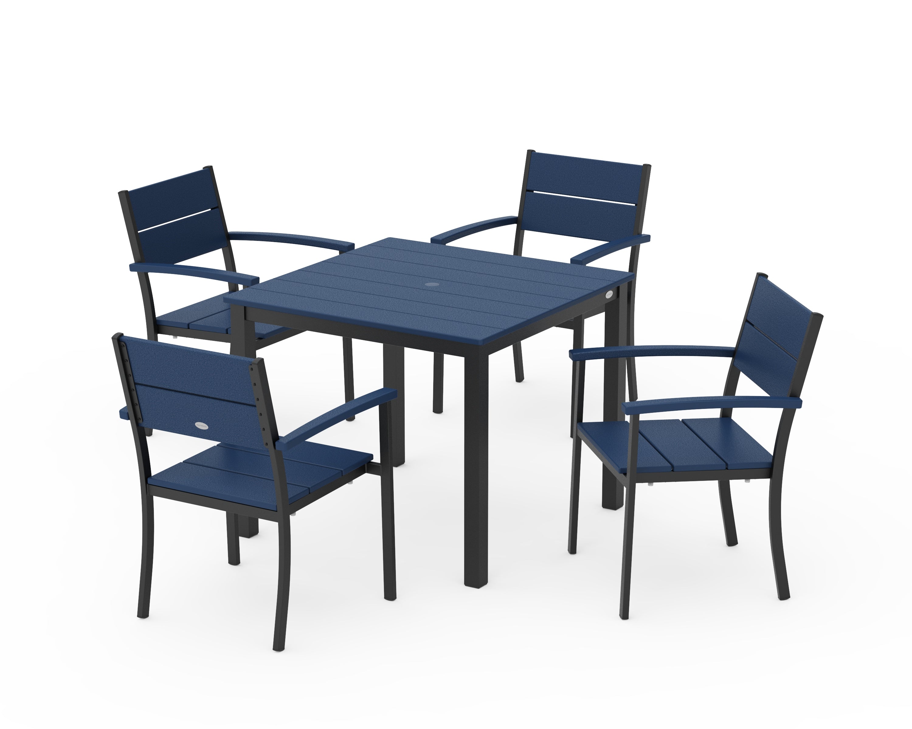 POLYWOOD Main Street 5-Piece Dining Set in Black / Navy