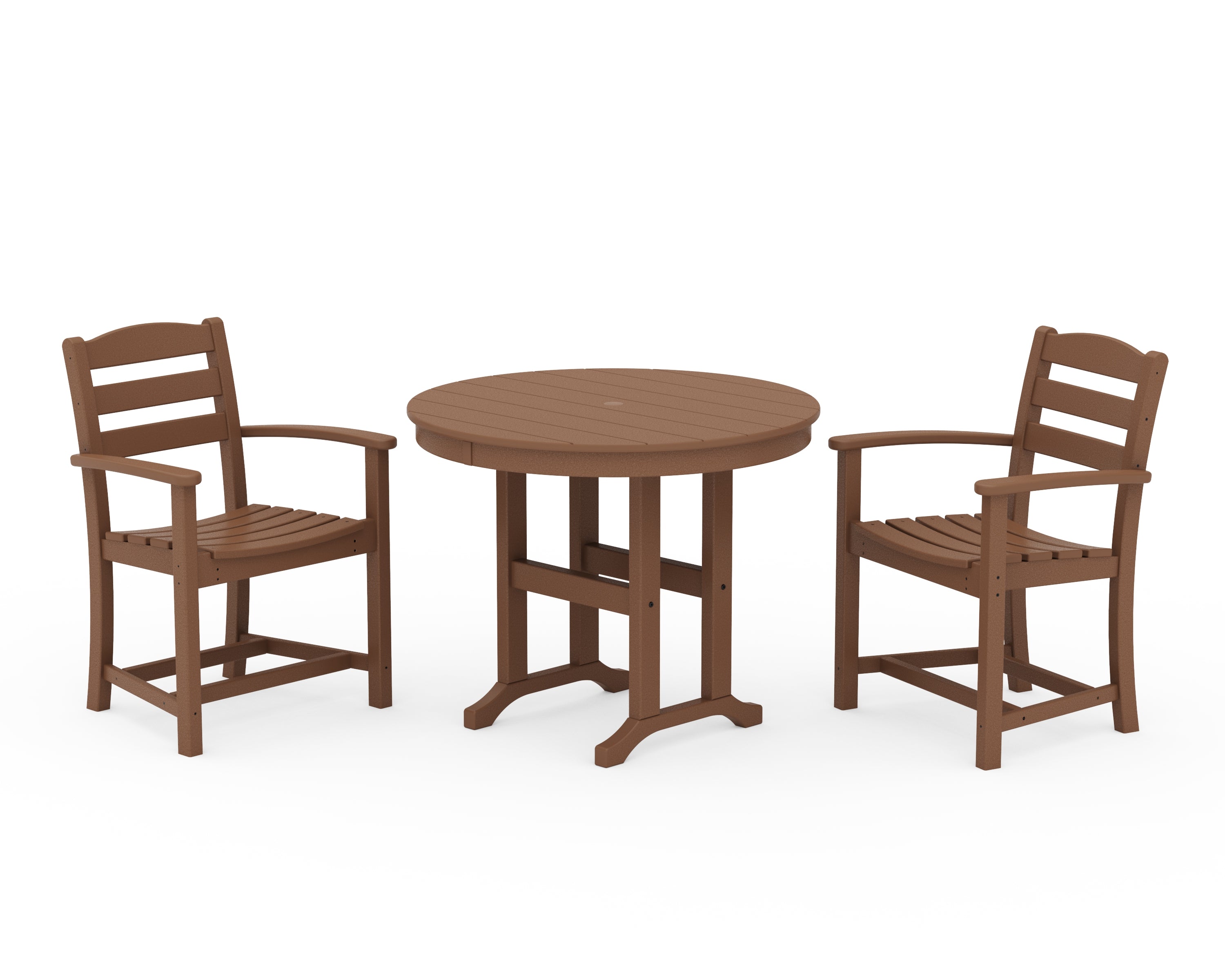 POLYWOOD La Casa Café 3-Piece Round Dining Set in Teak