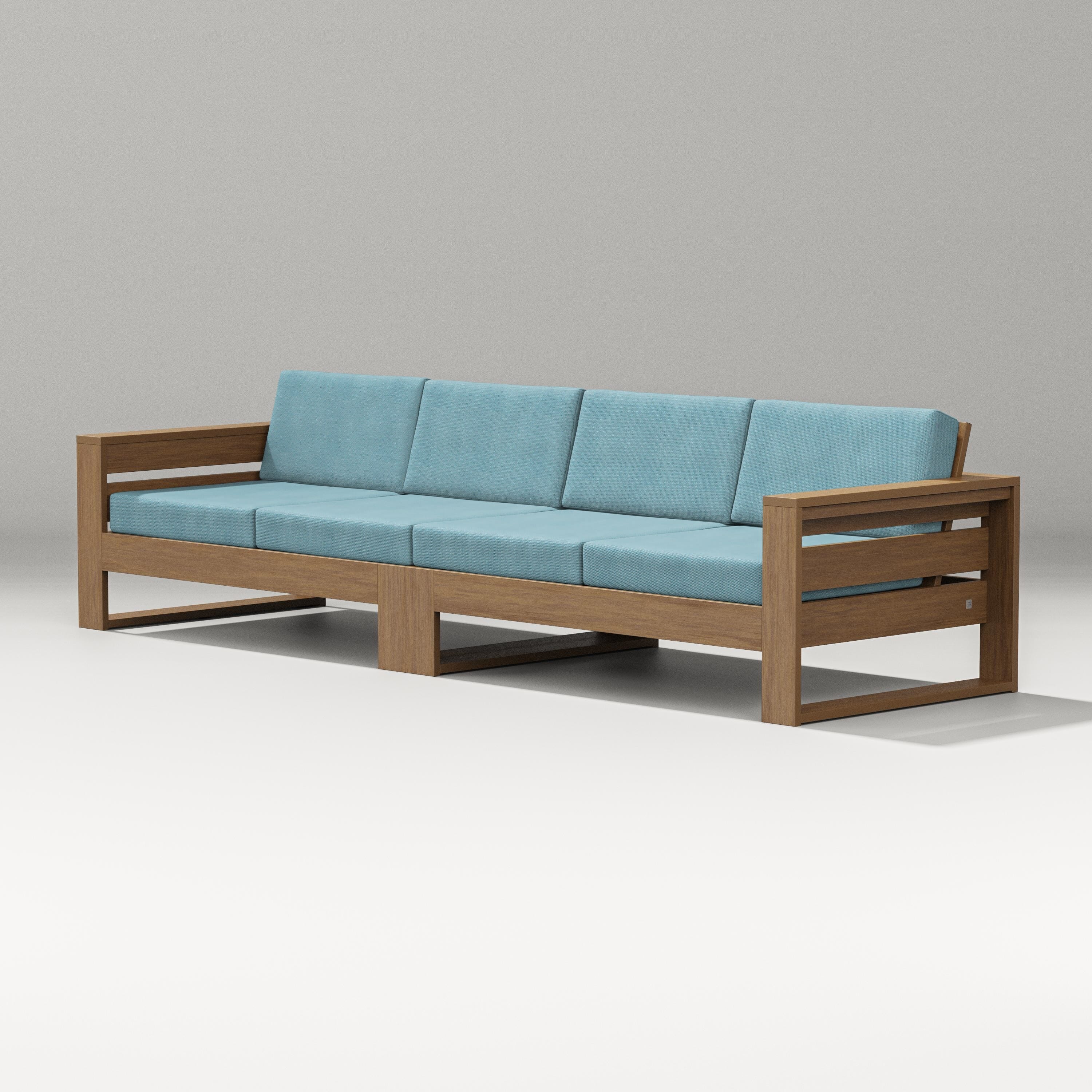 PW Designer Series Latitude Straight Sectional in Natural / Lattice Sky Blue