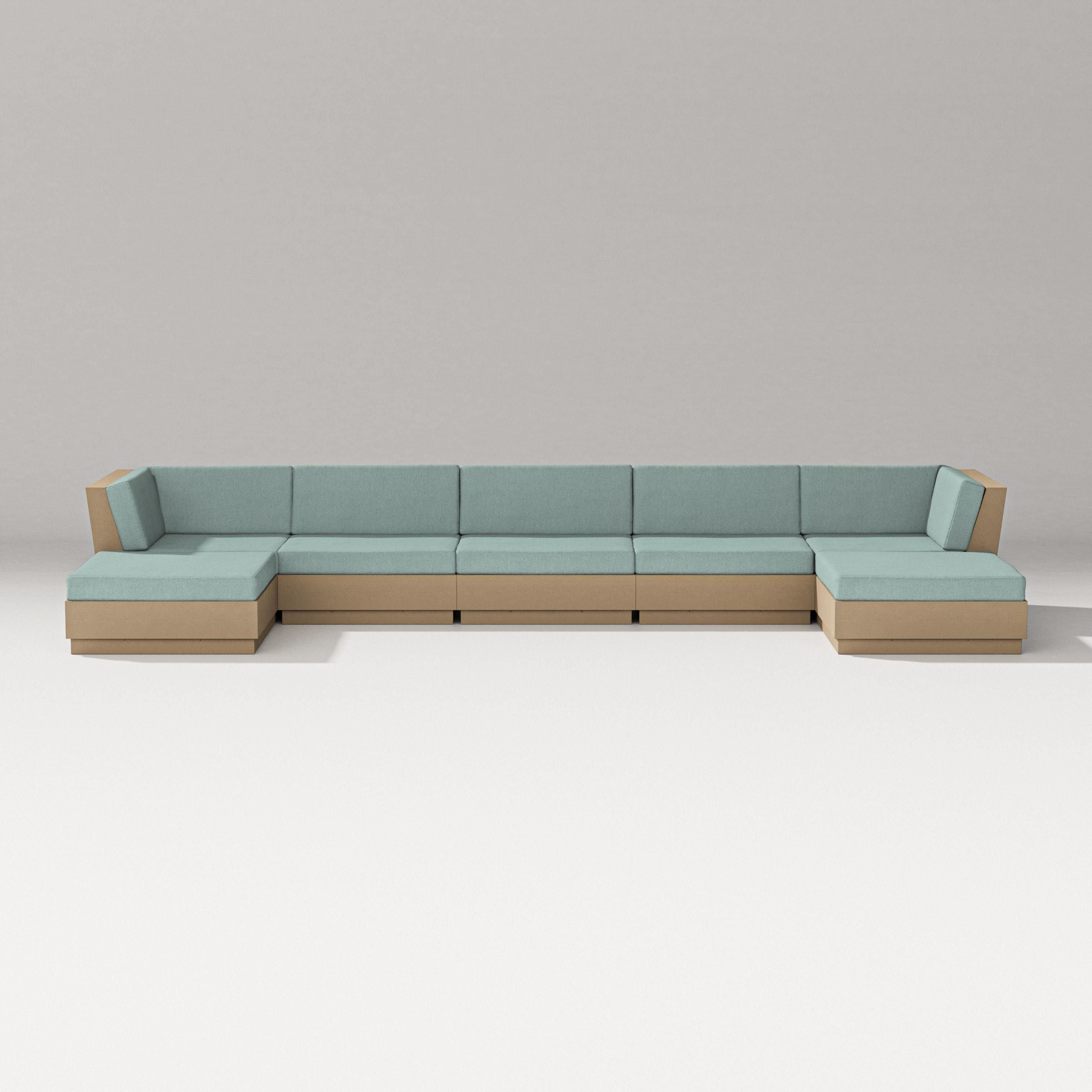 PW Designer Series Elevate 7-Piece Double Chaise Sectional in Vintage Sahara / Glacier Spa