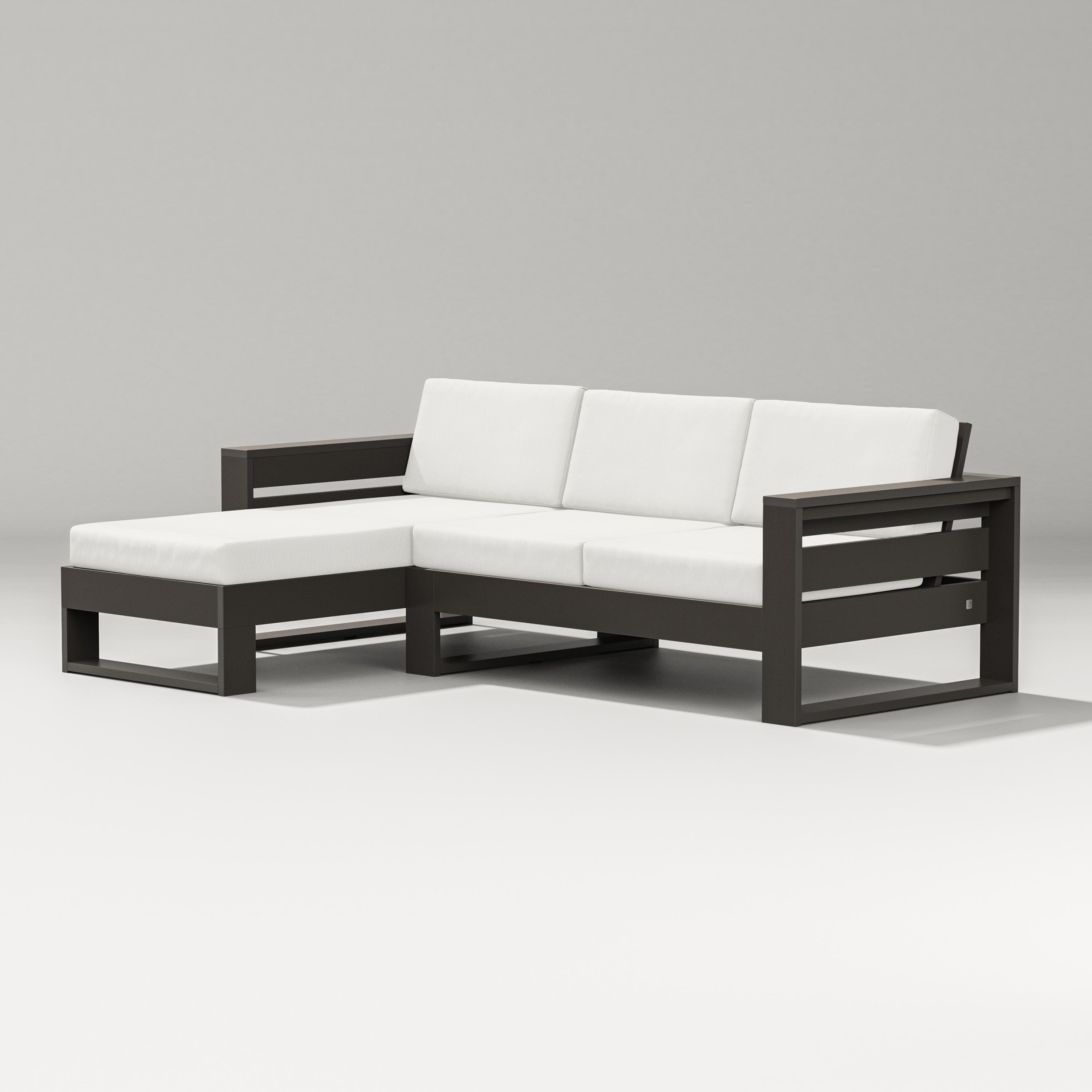PW Designer Series Latitude Left Chaise Sectional in Vintage Coffee / Natural Linen