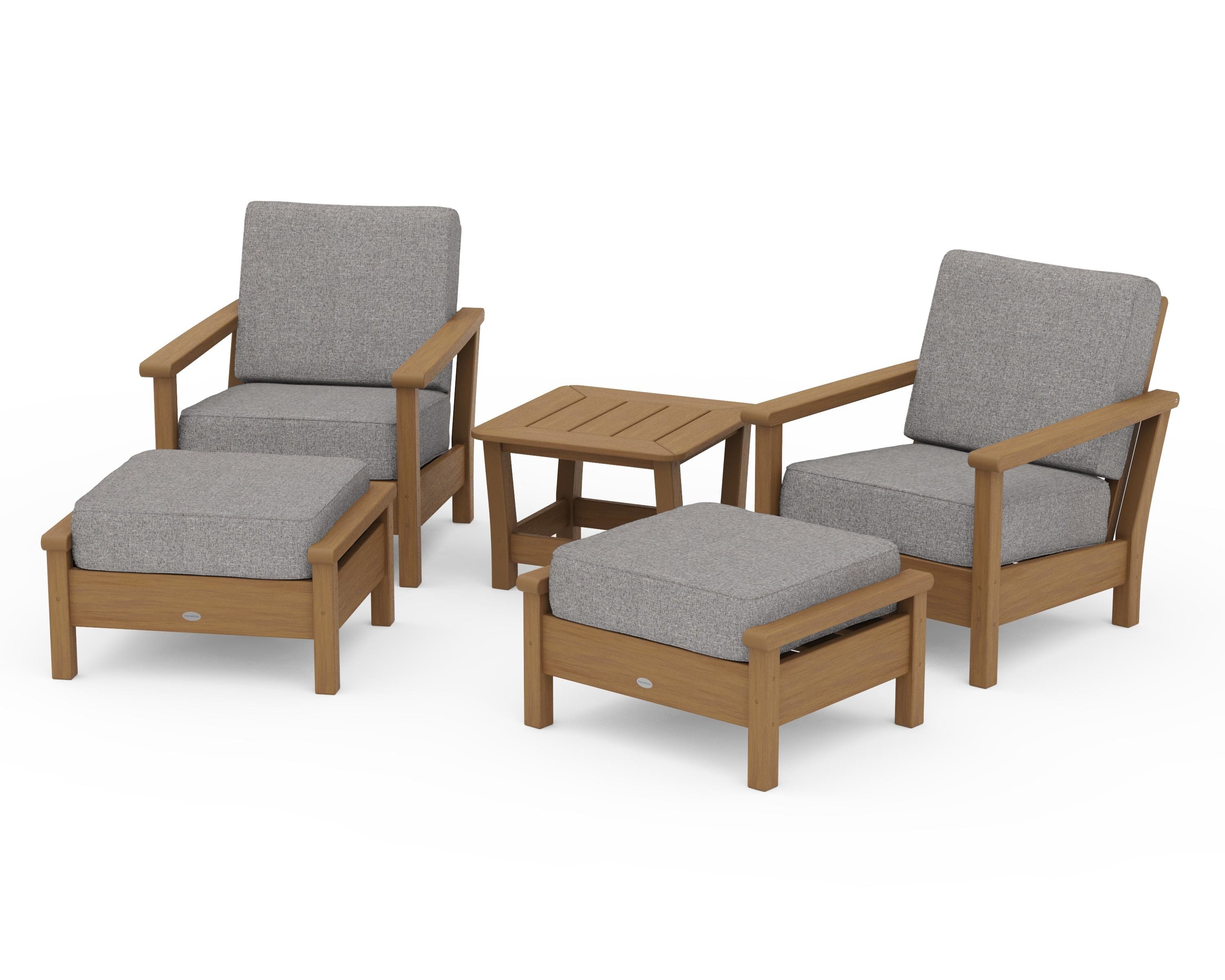 POLYWOOD Harbour 5-Piece Deep Seating Chair Set in Natural / Grey Mist