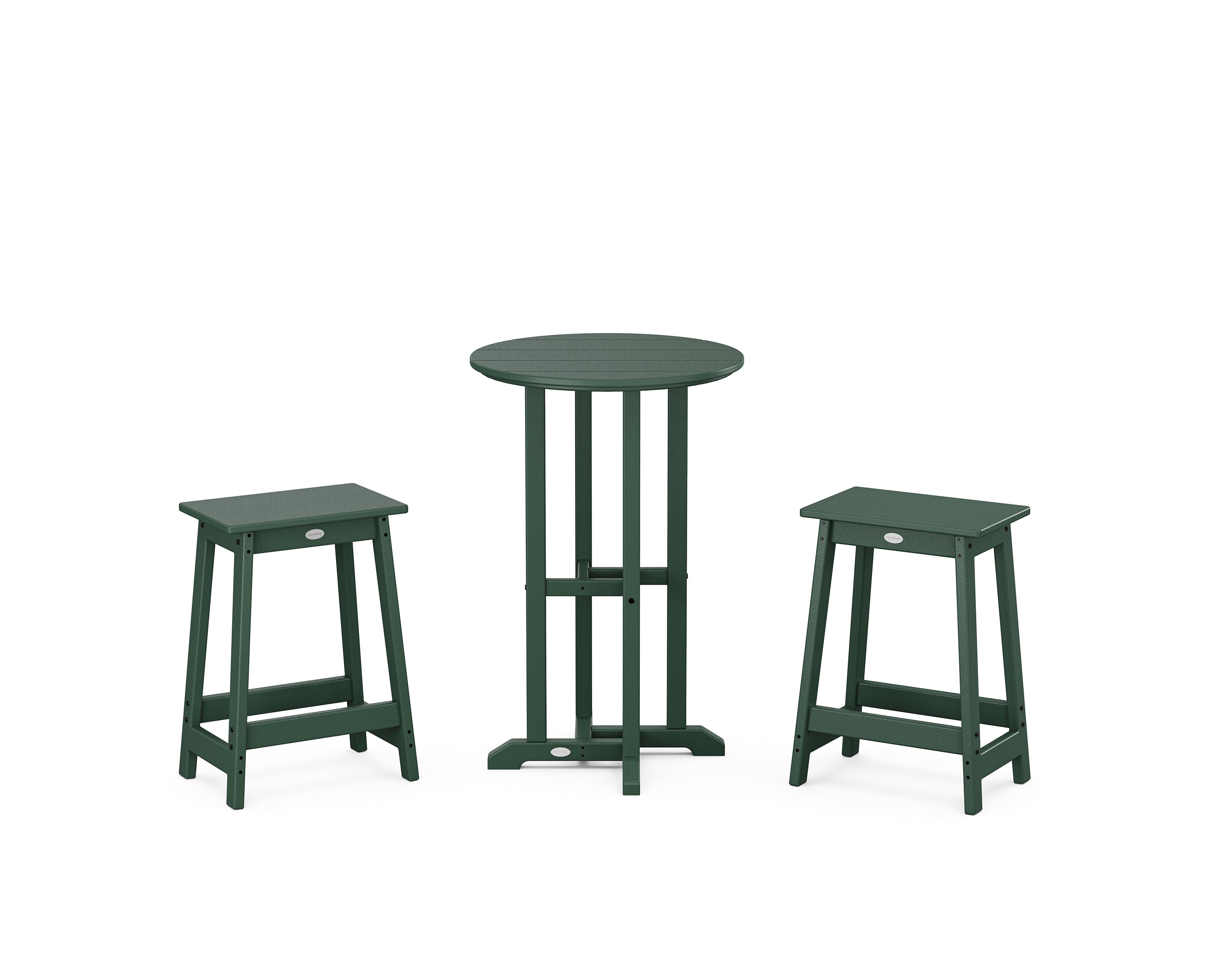 POLYWOOD Modern Studio Counter Stool 3-Piece Bistro Set in Green