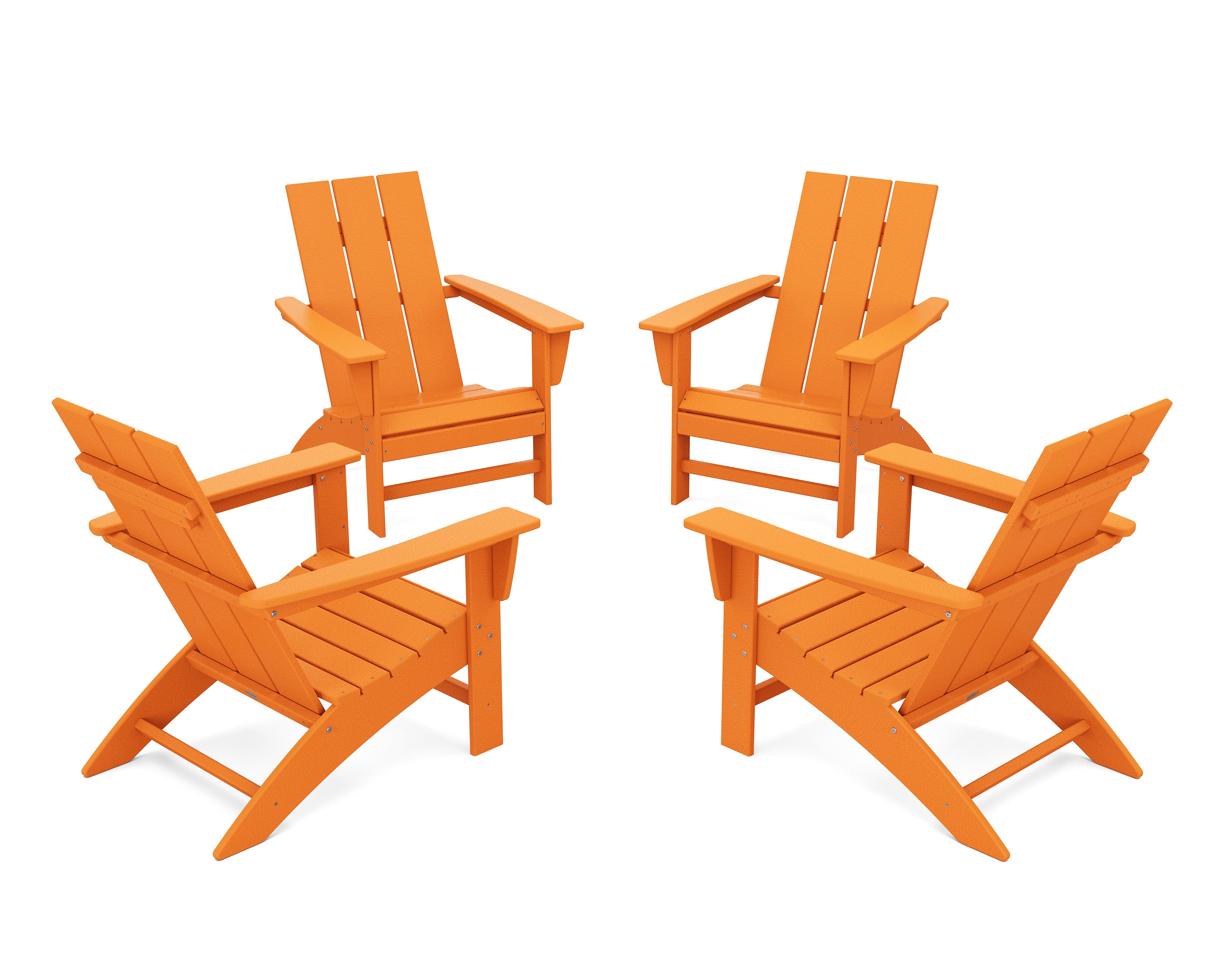 POLYWOOD® 4-Piece Modern Adirondack Chair Conversation Set in Tangerine