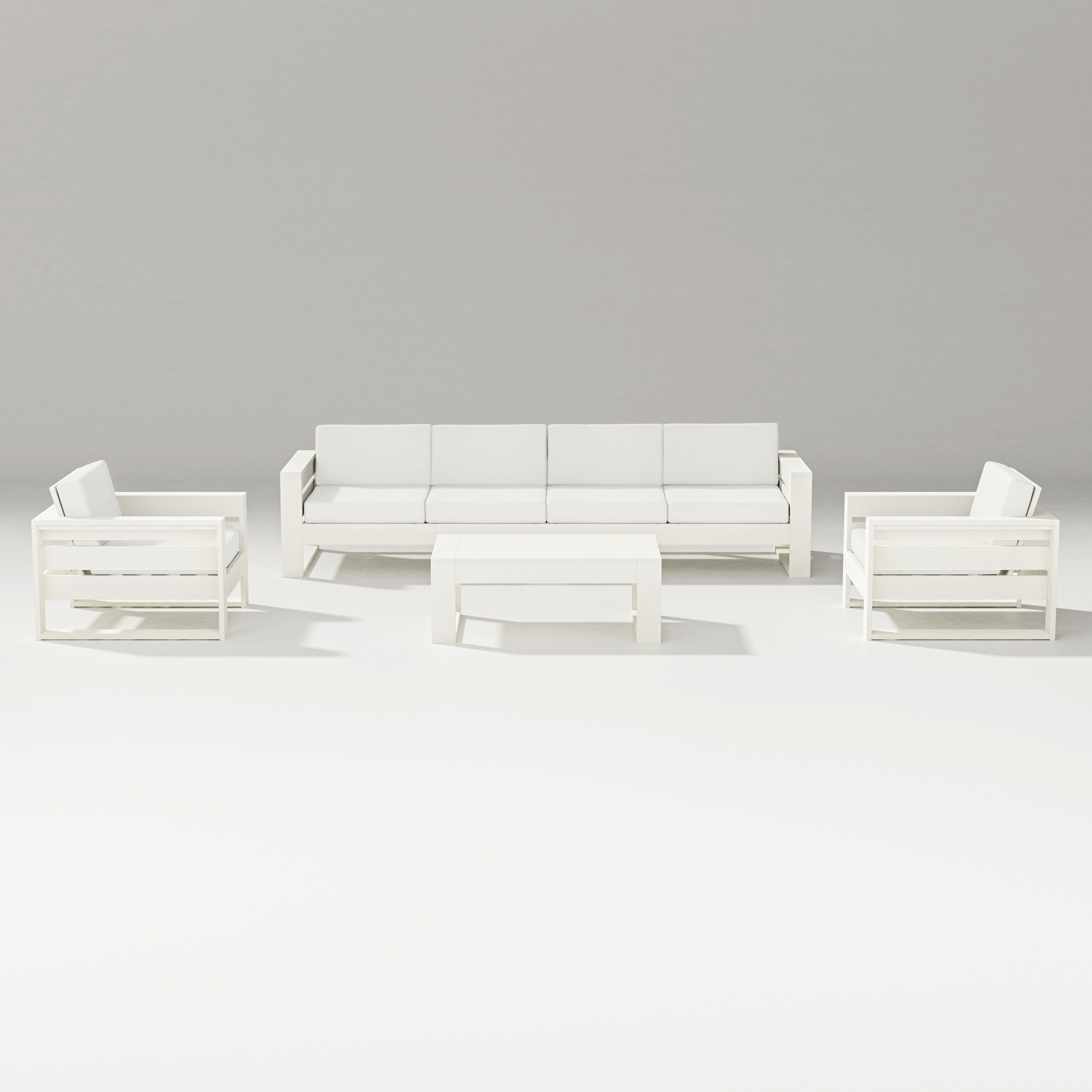 PW Designer Series Latitude 5-Piece Lounge Sofa Set in Vintage White / Natural Linen