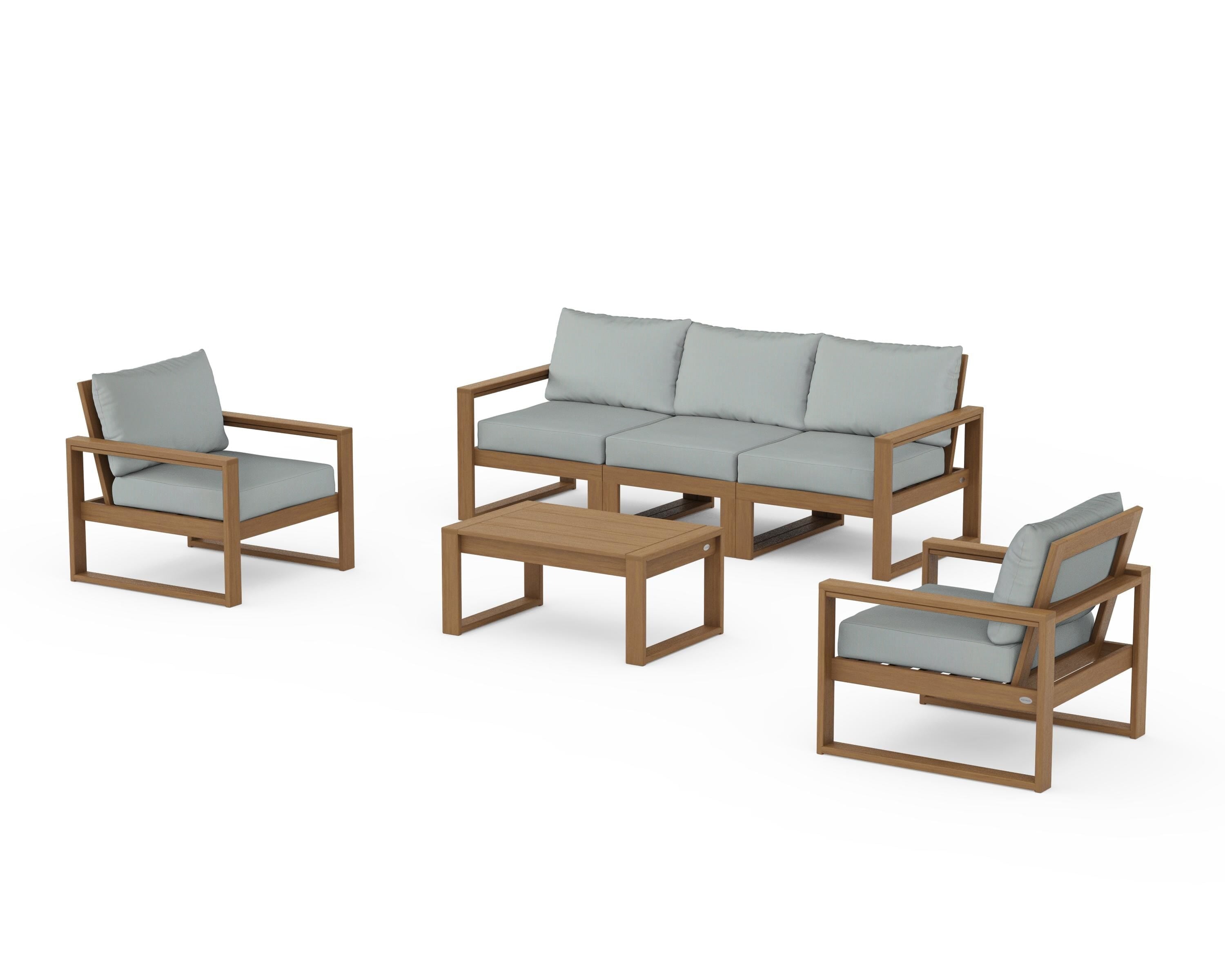 POLYWOOD EDGE Sectional 4-Piece Deep Seating Set with Sofa in Natural / Spa