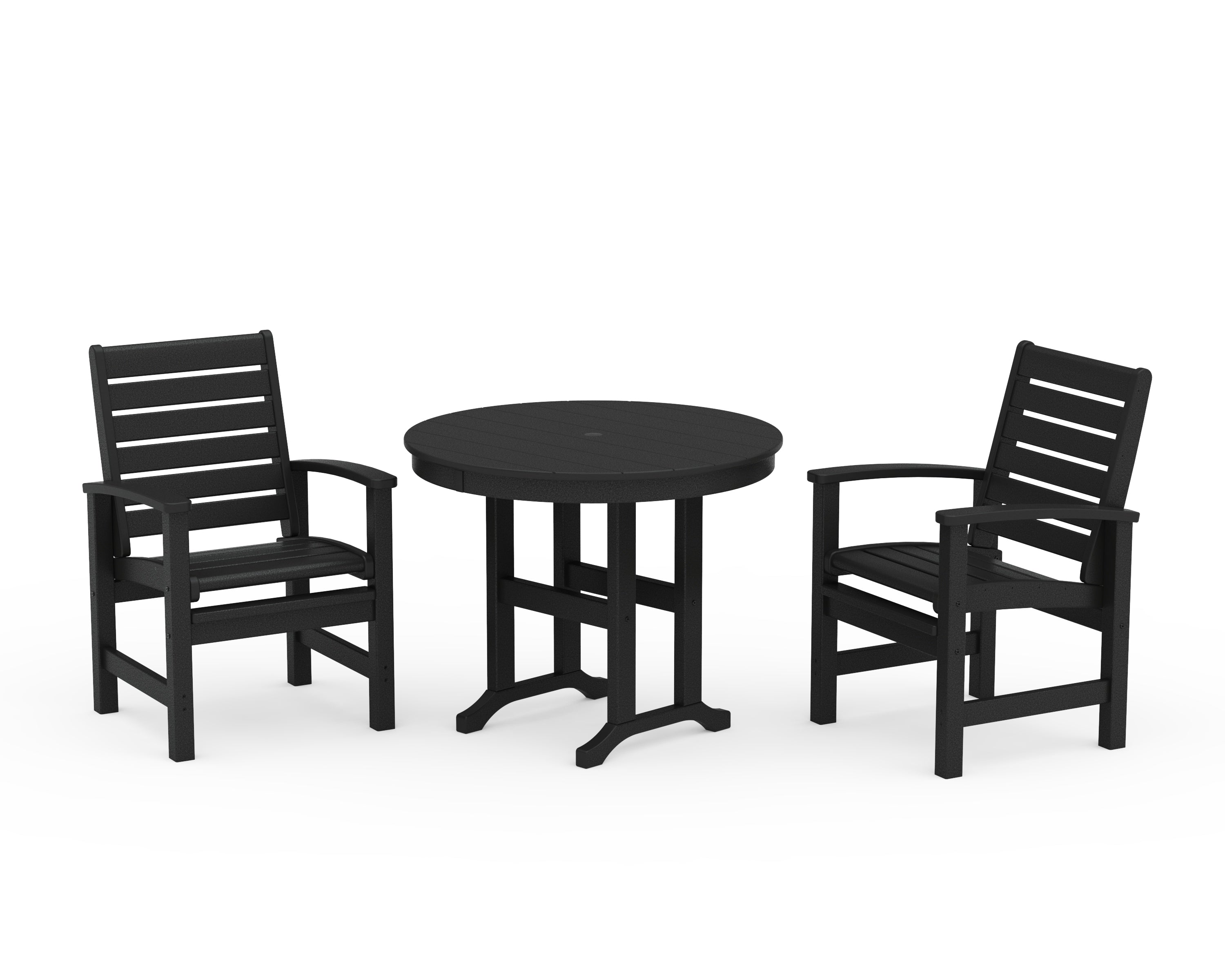 POLYWOOD Signature 3-Piece Round Farmhouse Dining Set in Black