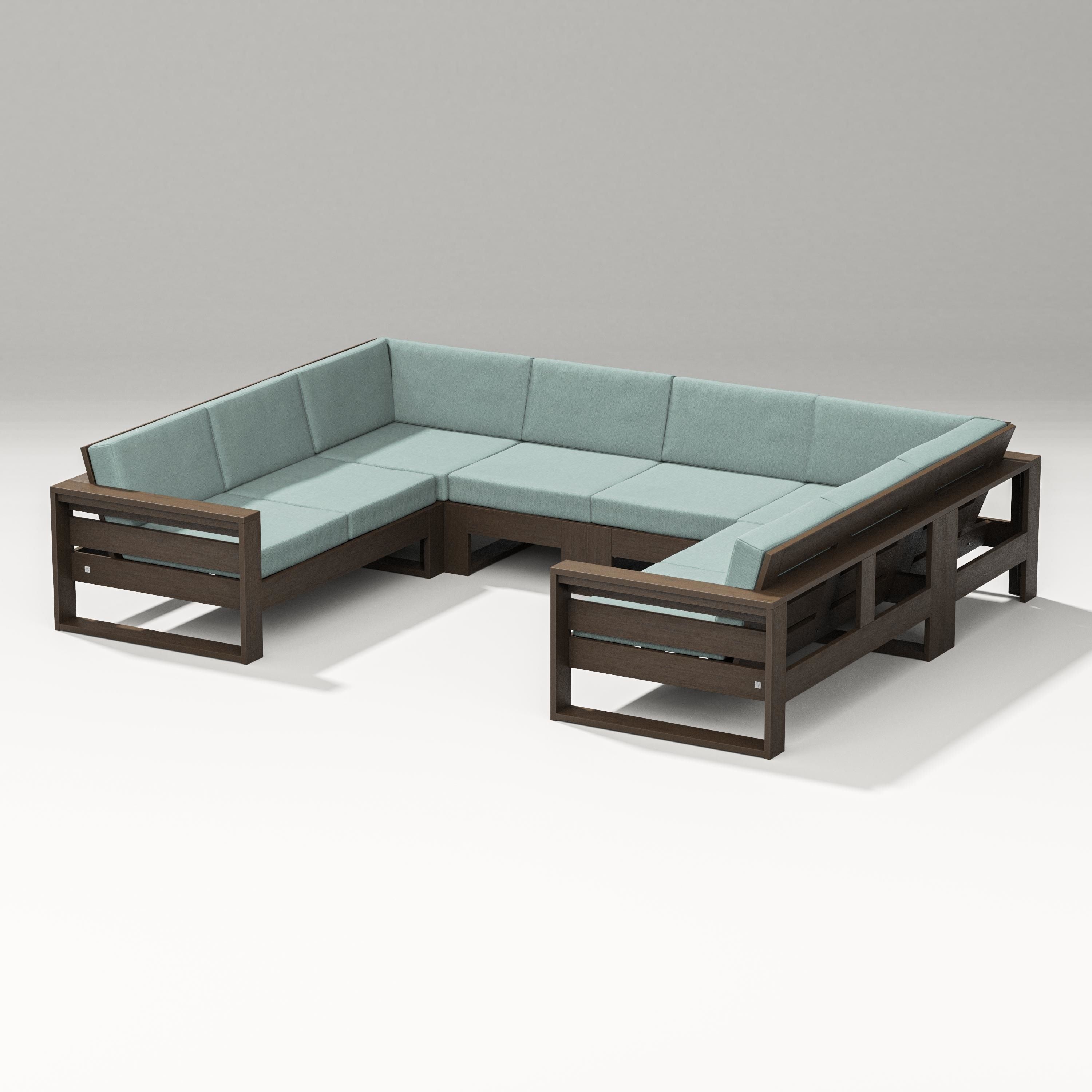 PW Designer Series Latitude U-Shaped Sectional in Kona / Glacier Spa