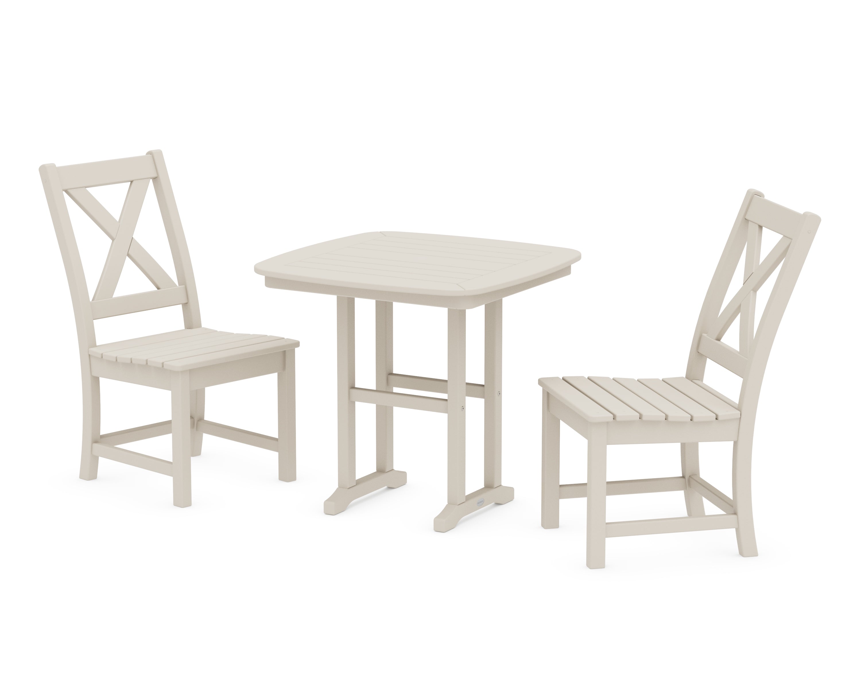 POLYWOOD Braxton Side Chair 3-Piece Dining Set in Sand