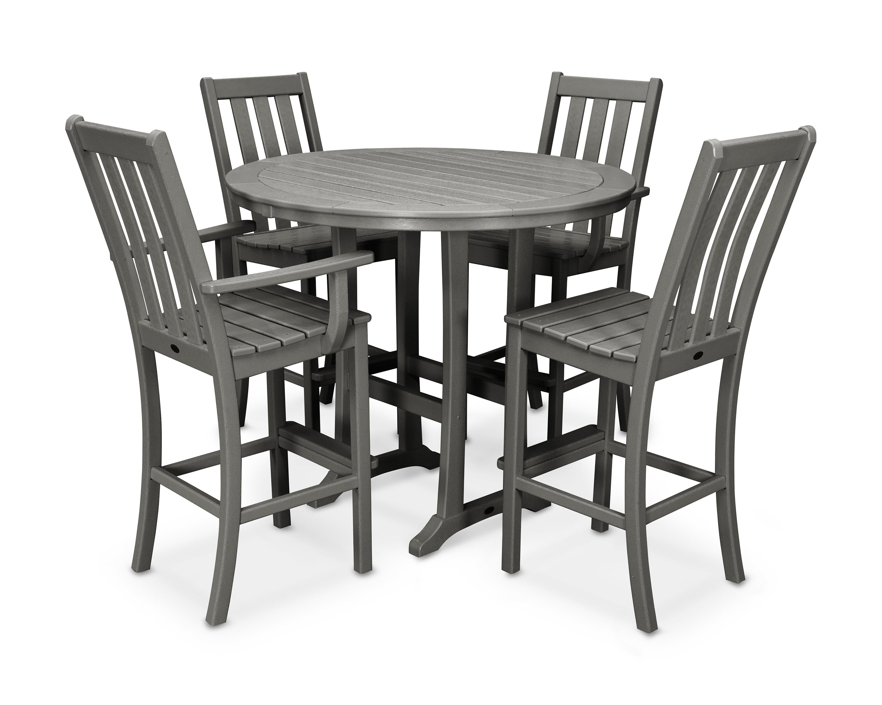 POLYWOOD® Vineyard 5-Piece Nautical Trestle Bar Set in Slate Grey