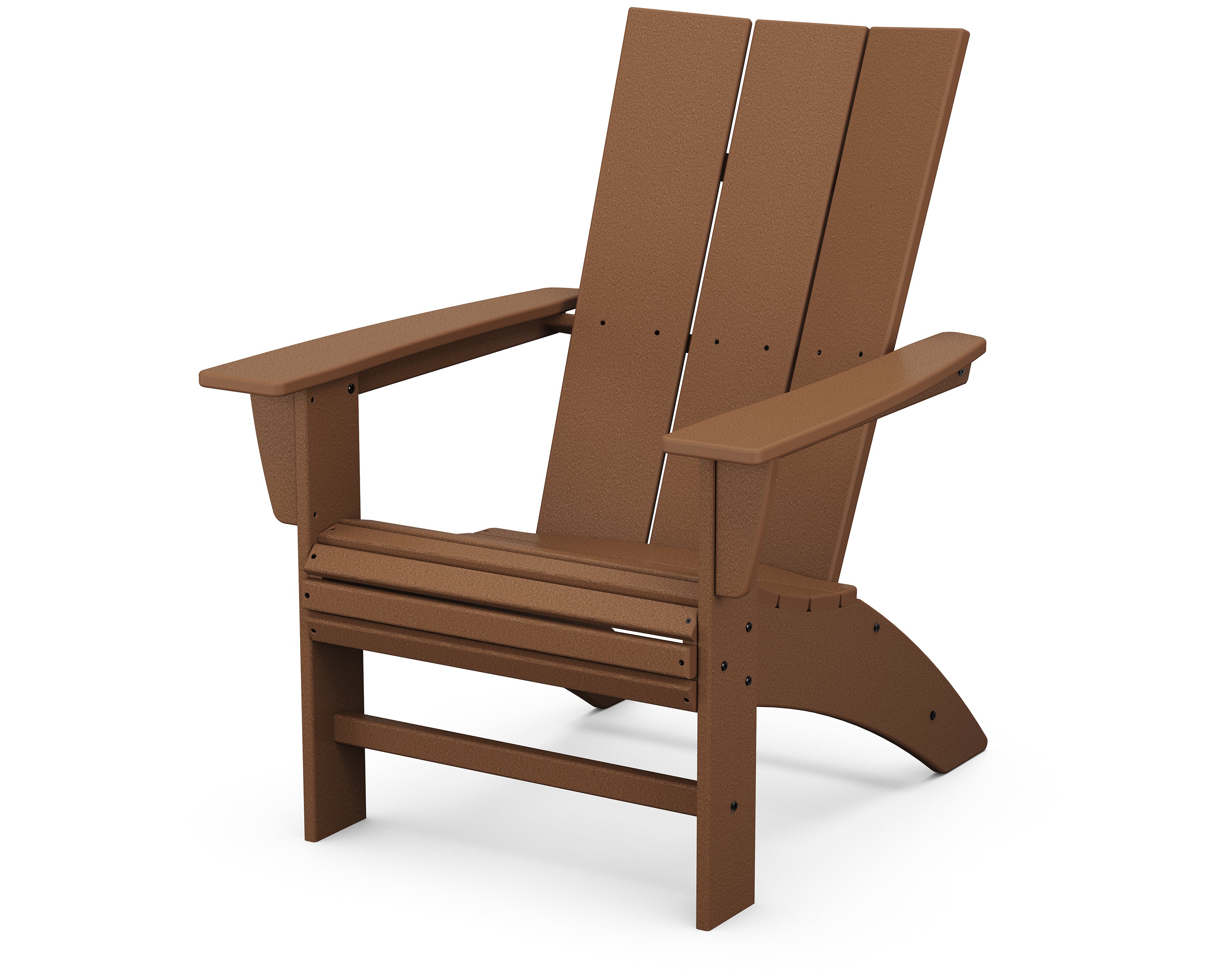 POLYWOOD Modern Curveback Adirondack Chair in Teak