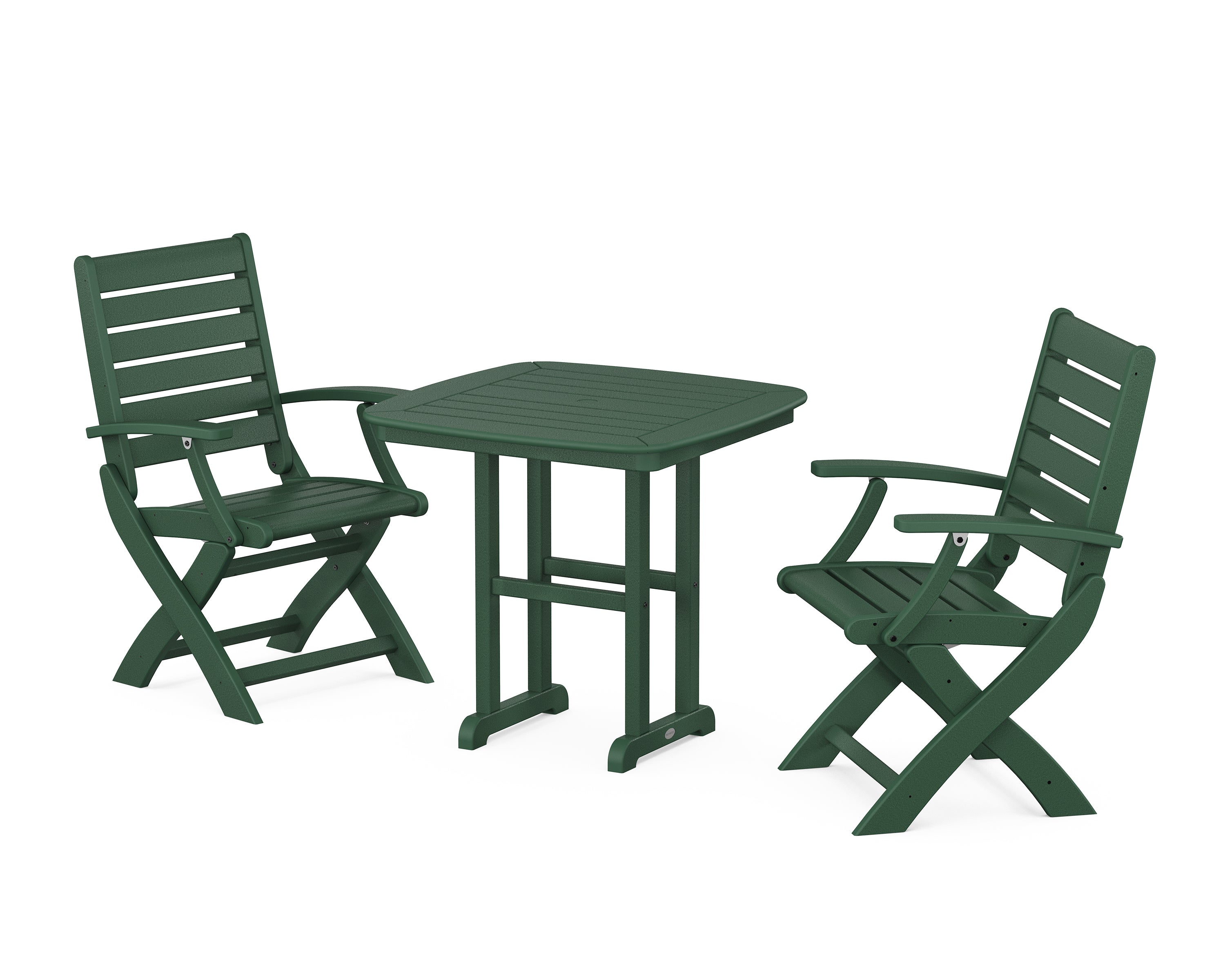 POLYWOOD® Signature Folding Chair 3-Piece Dining Set in Green