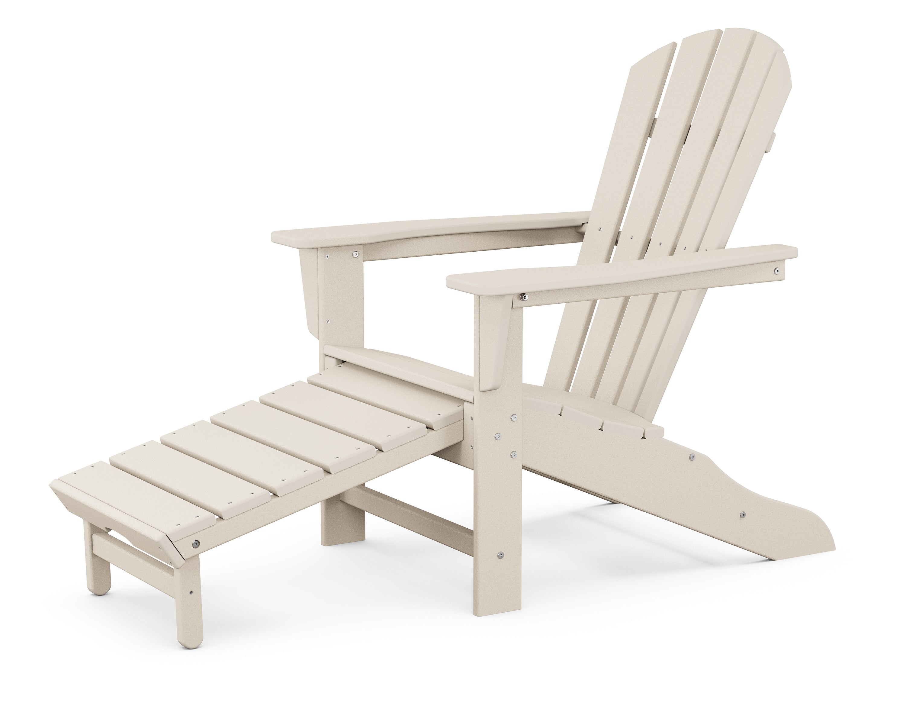 POLYWOOD Palm Coast Ultimate Adirondack with Hideaway Ottoman in Sand