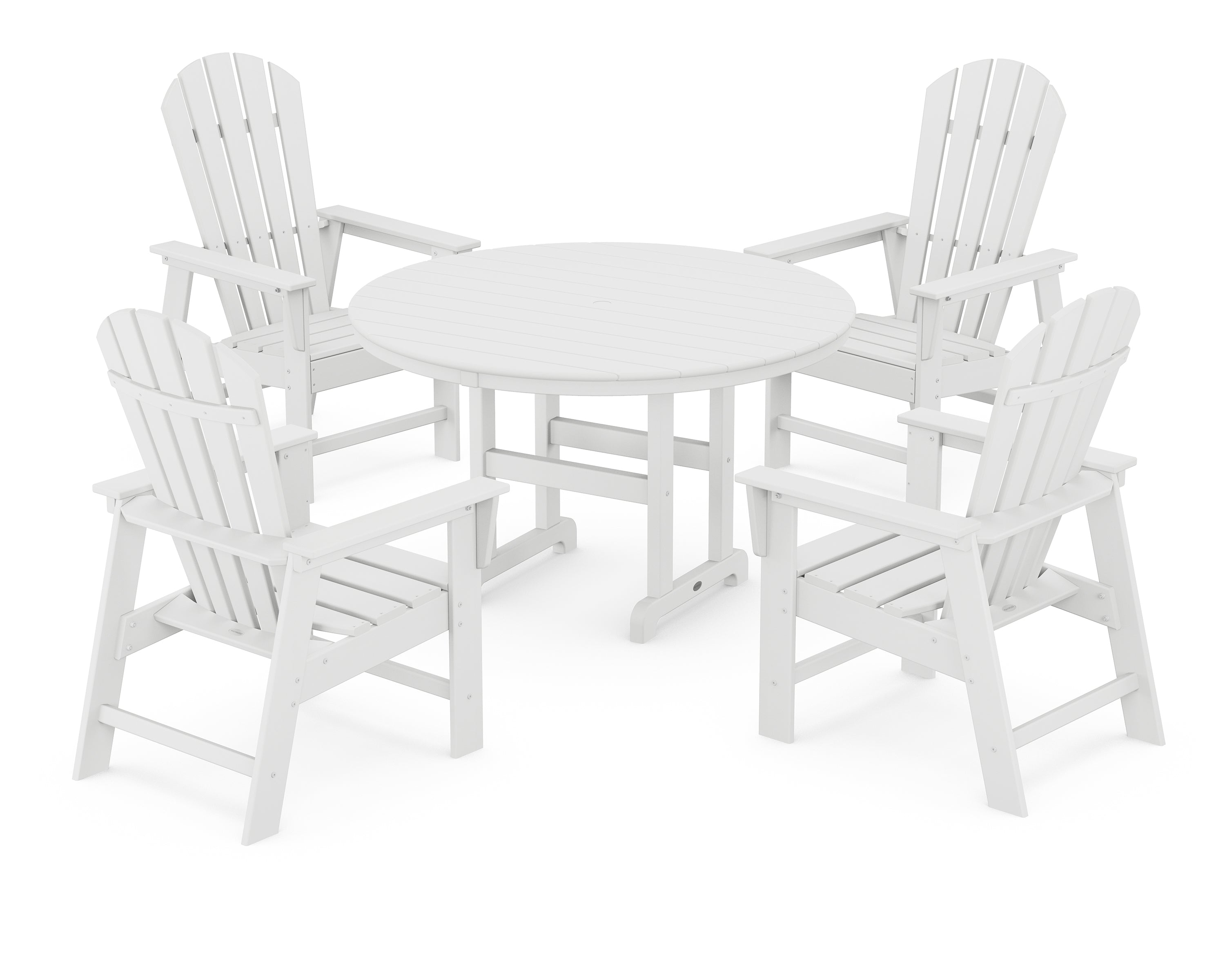 POLYWOOD® South Beach 5-Piece Round Farmhouse Dining Set in White