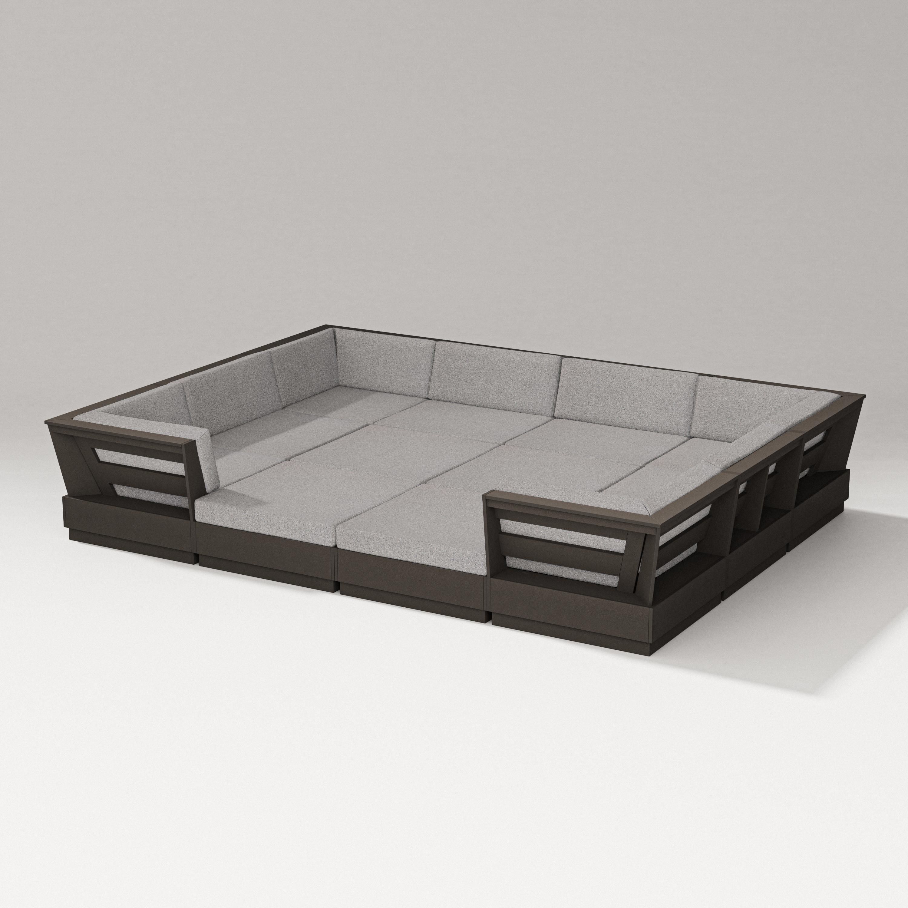 PW Designer Series Elevate 12-Piece Pit Sectional in Vintage Coffee / Grey Mist