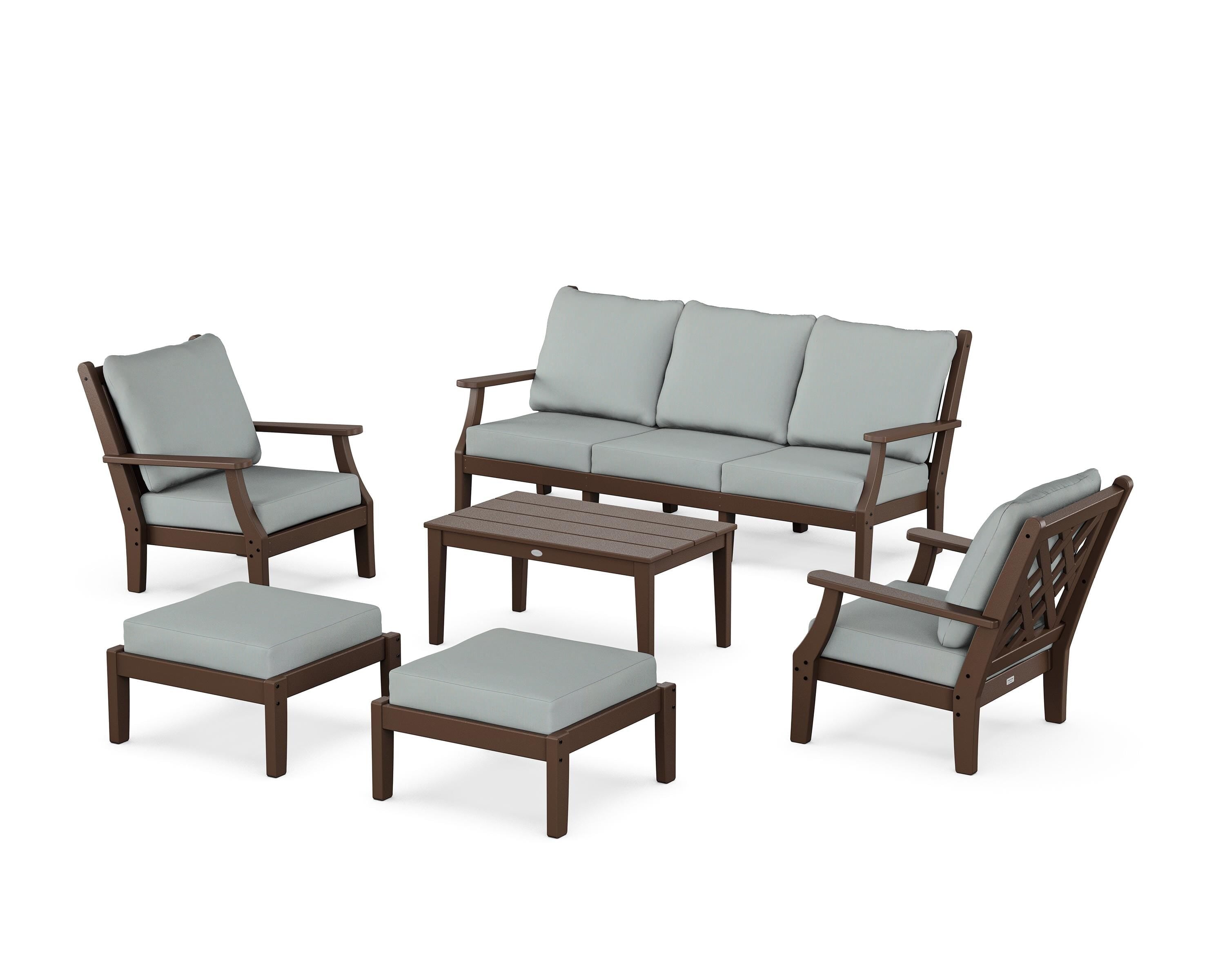 Country Living Wovendale 6-Piece Lounge Sofa Set in Mahogany / Spa
