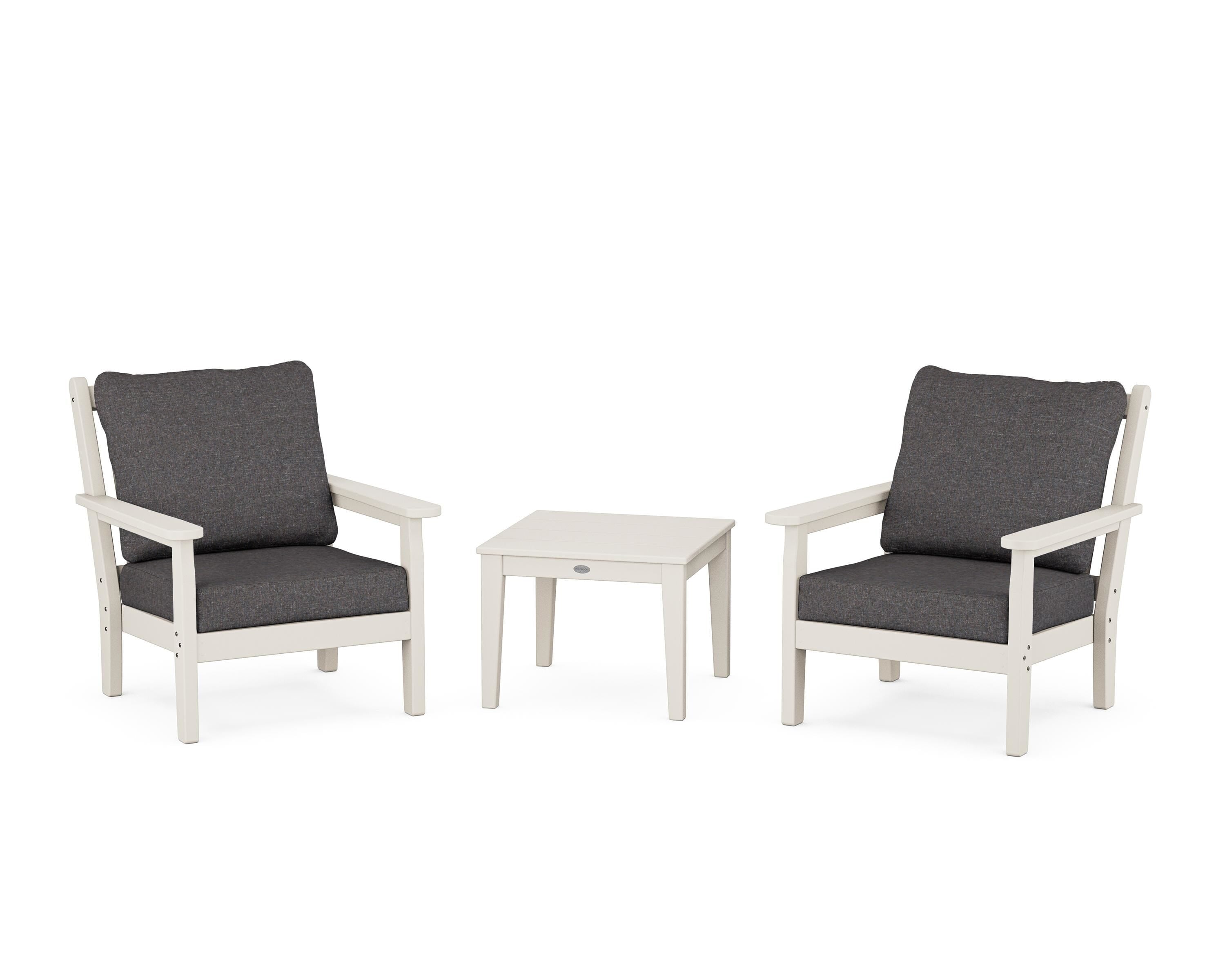 POLYWOOD Chippendale 3-Piece Deep Seating Set in Sand / Ash Charcoal