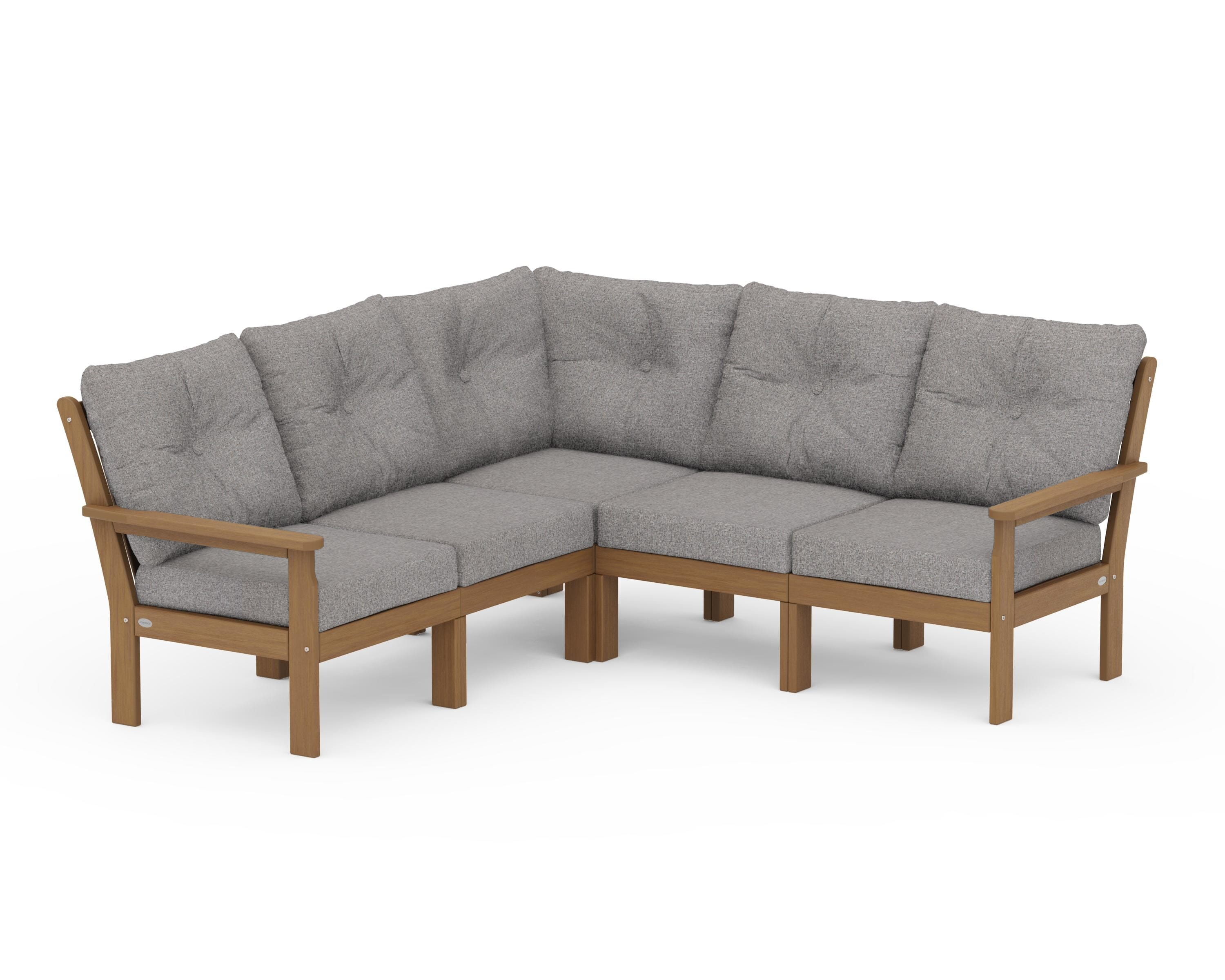 POLYWOOD Vineyard 5-Piece Sectional in Natural / Grey Mist