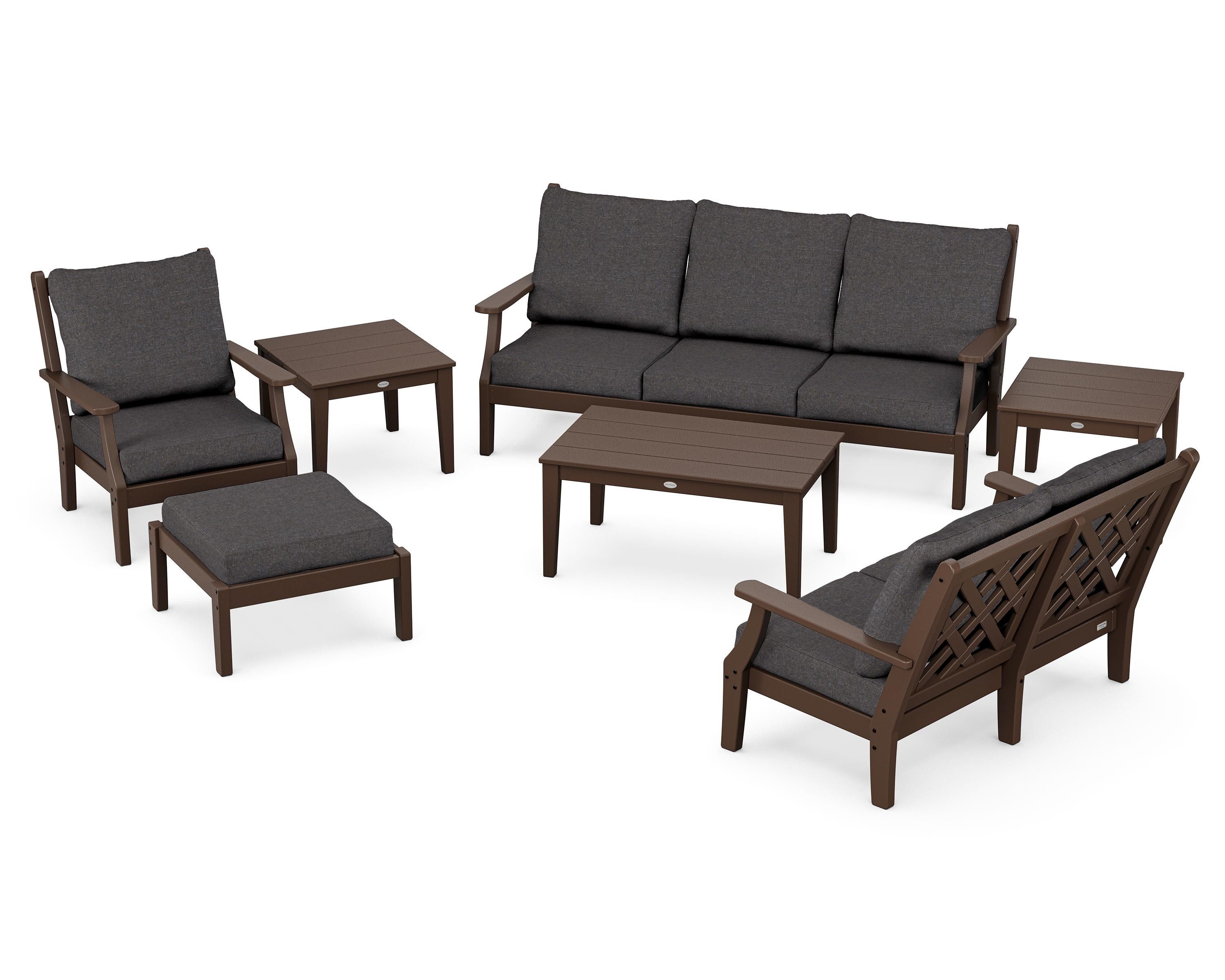 Country Living Wovendale 7-Piece Deep Seating Set in Mahogany / Ash Charcoal