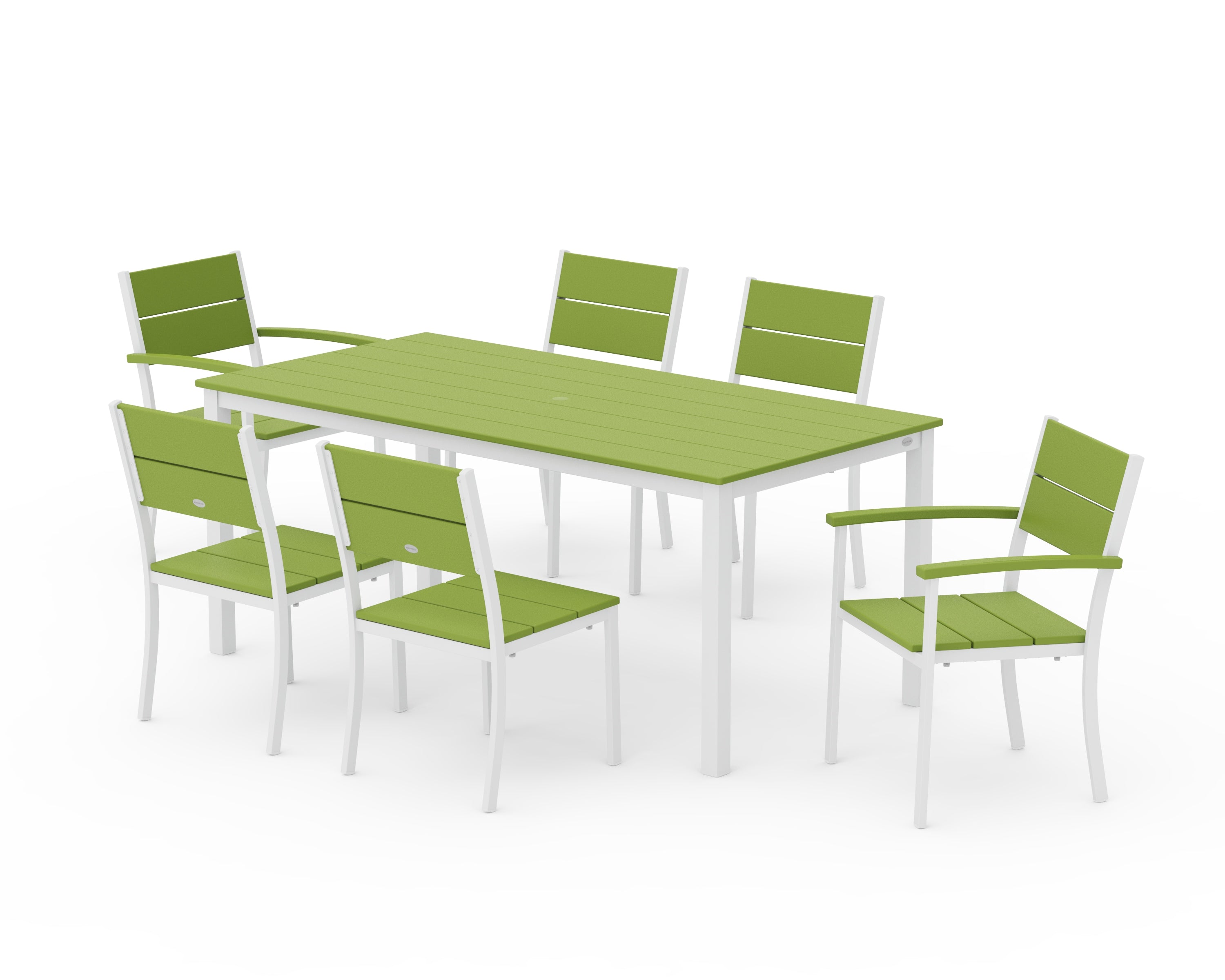 POLYWOOD Main Street 7-Piece Dining Set in White / Lime