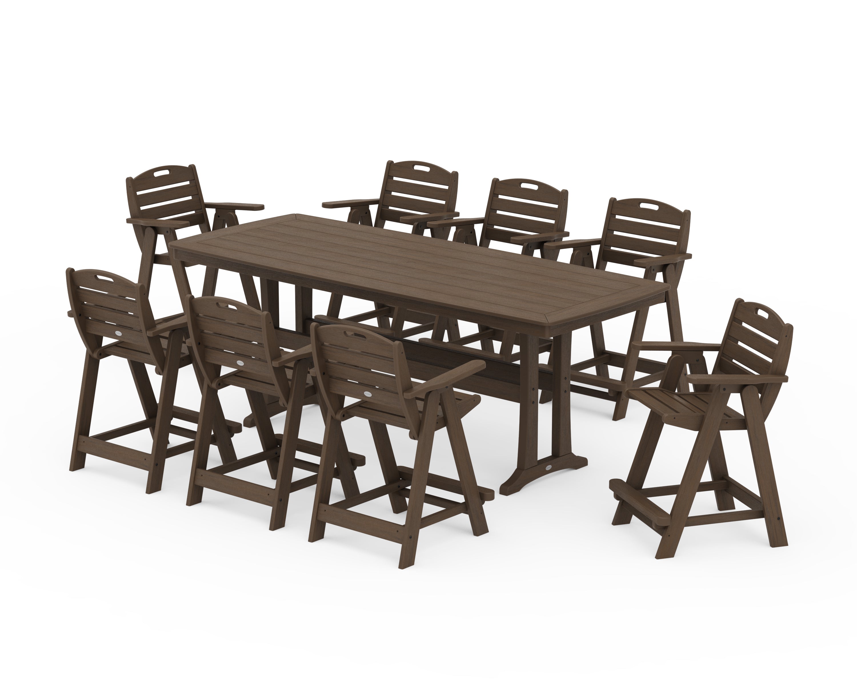 POLYWOOD Nautical 9-Piece Counter Set with Trestle Legs in Kona