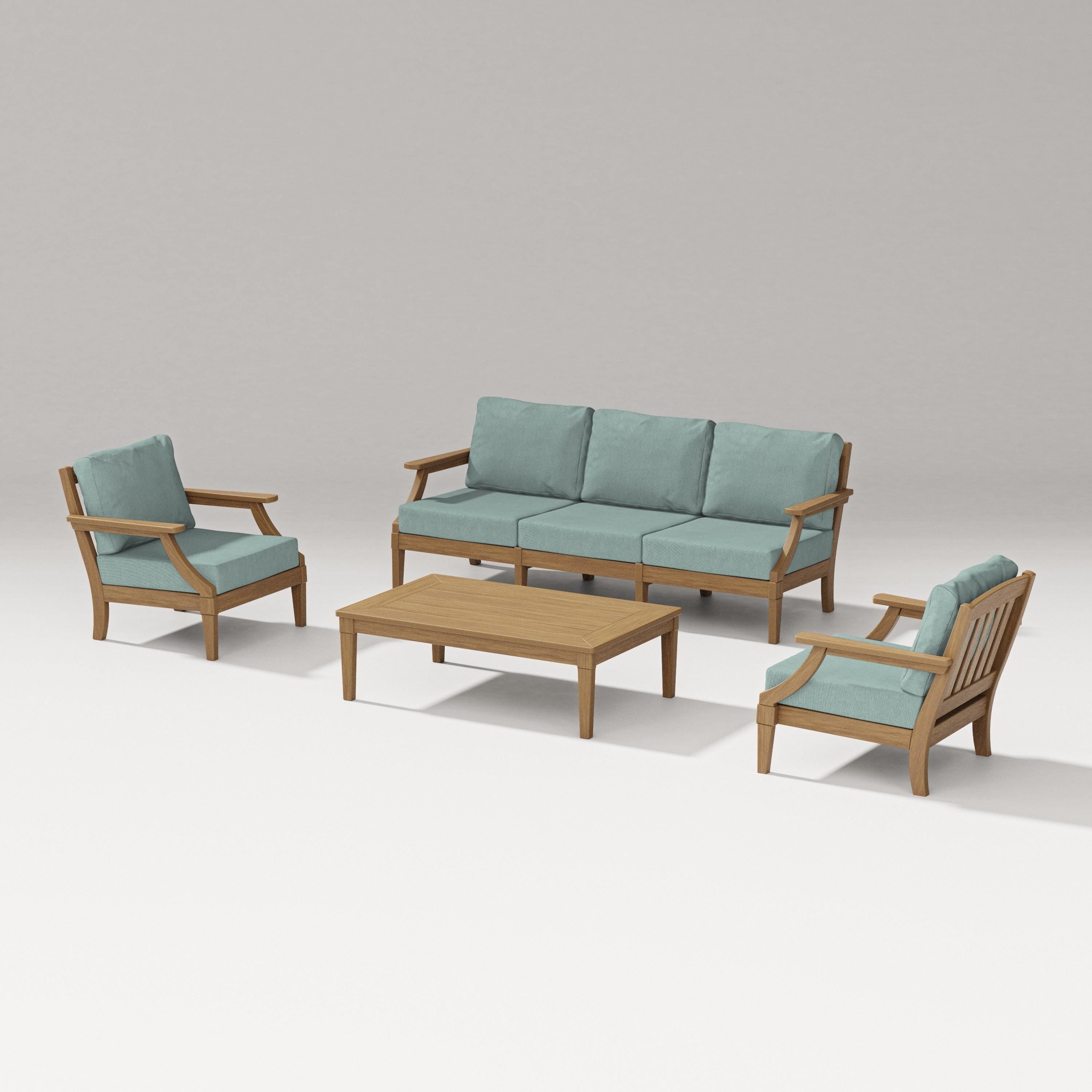 PW Designer Series Estate 4-Piece Lounge Sofa Set in Natural / Glacier Spa