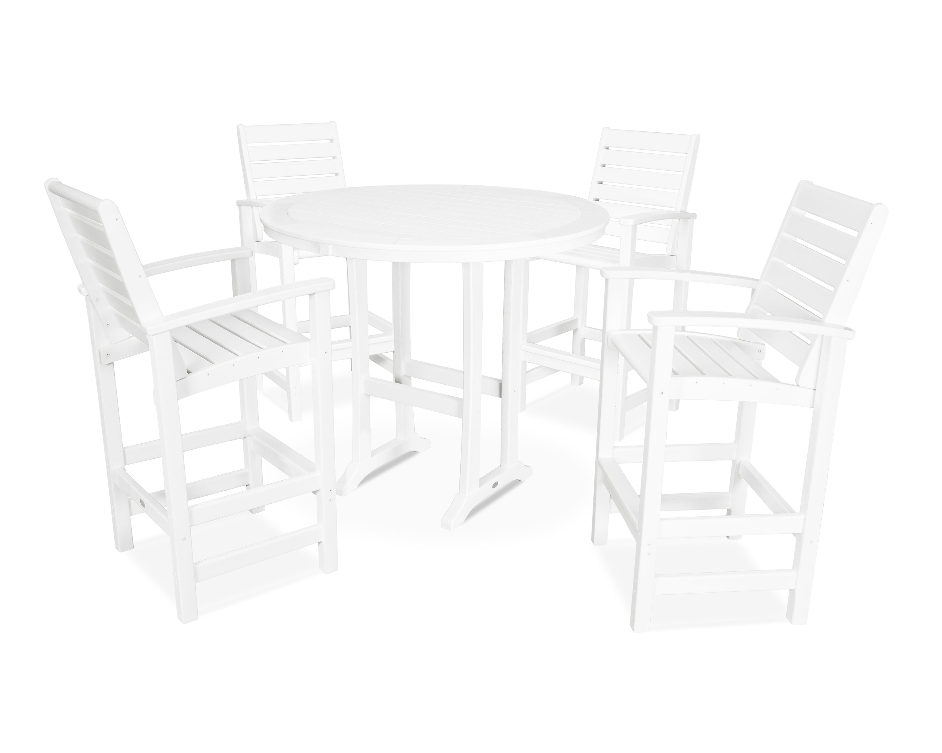 POLYWOOD® 5 Piece Signature Bar Dining Set in White