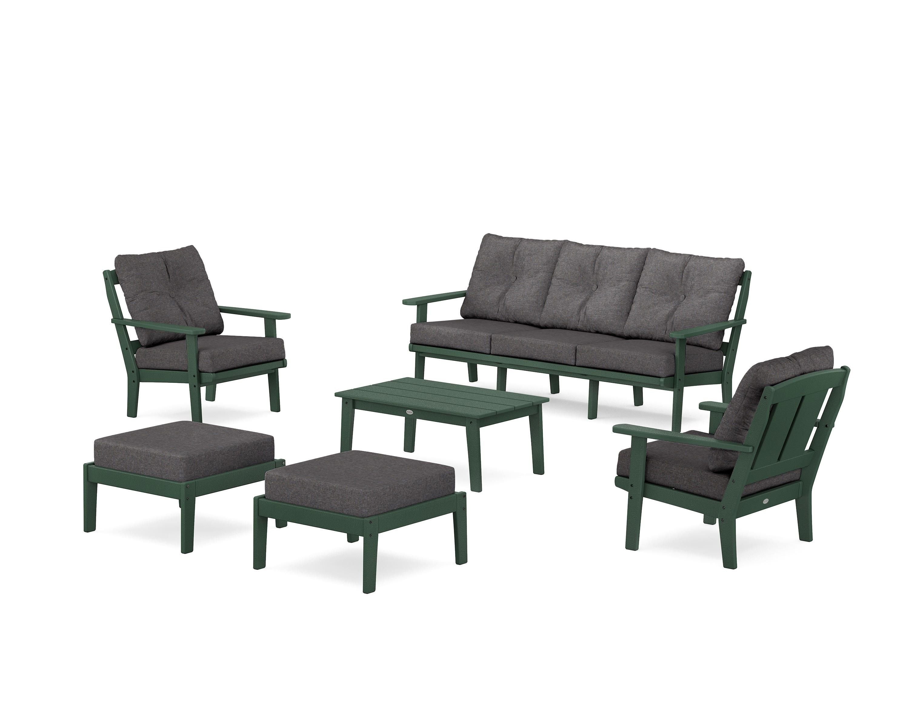 POLYWOOD Mission 6-Piece Lounge Sofa Set in Green / Ash Charcoal