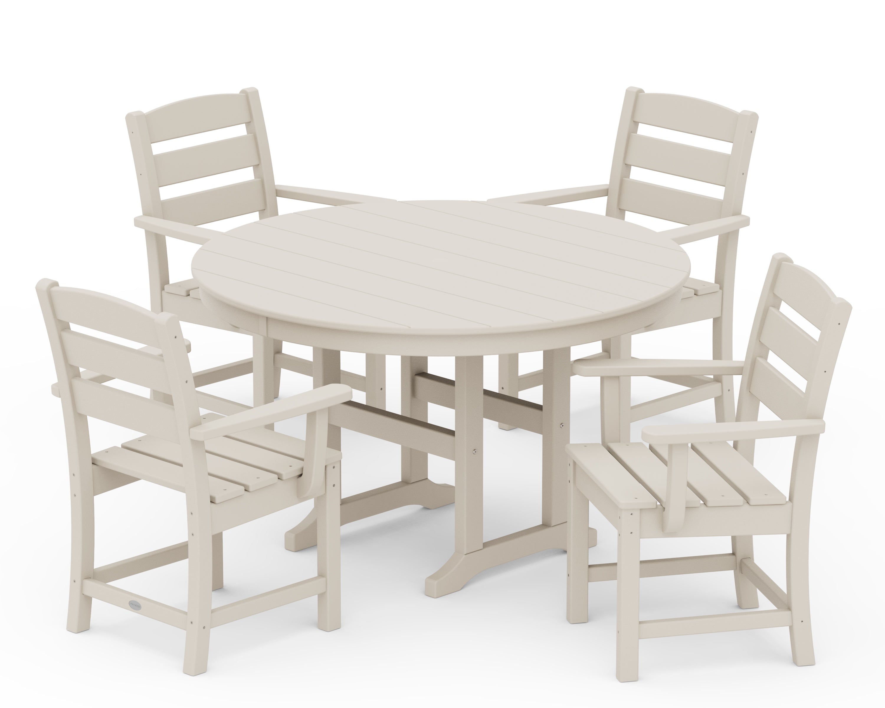 POLYWOOD Lakeside 5-Piece Round Farmhouse Dining Set in Sand