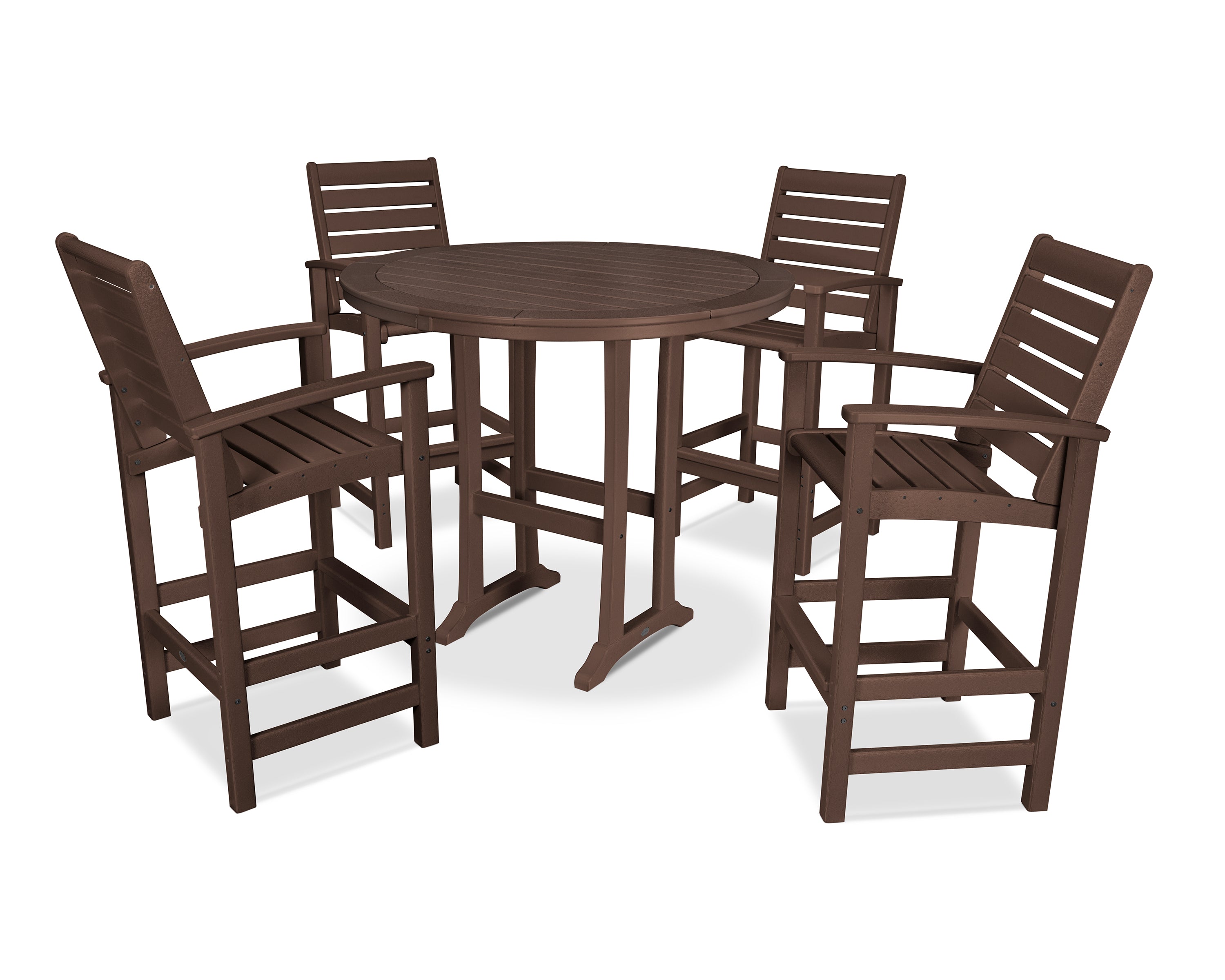 POLYWOOD® 5 Piece Signature Bar Dining Set in Mahogany