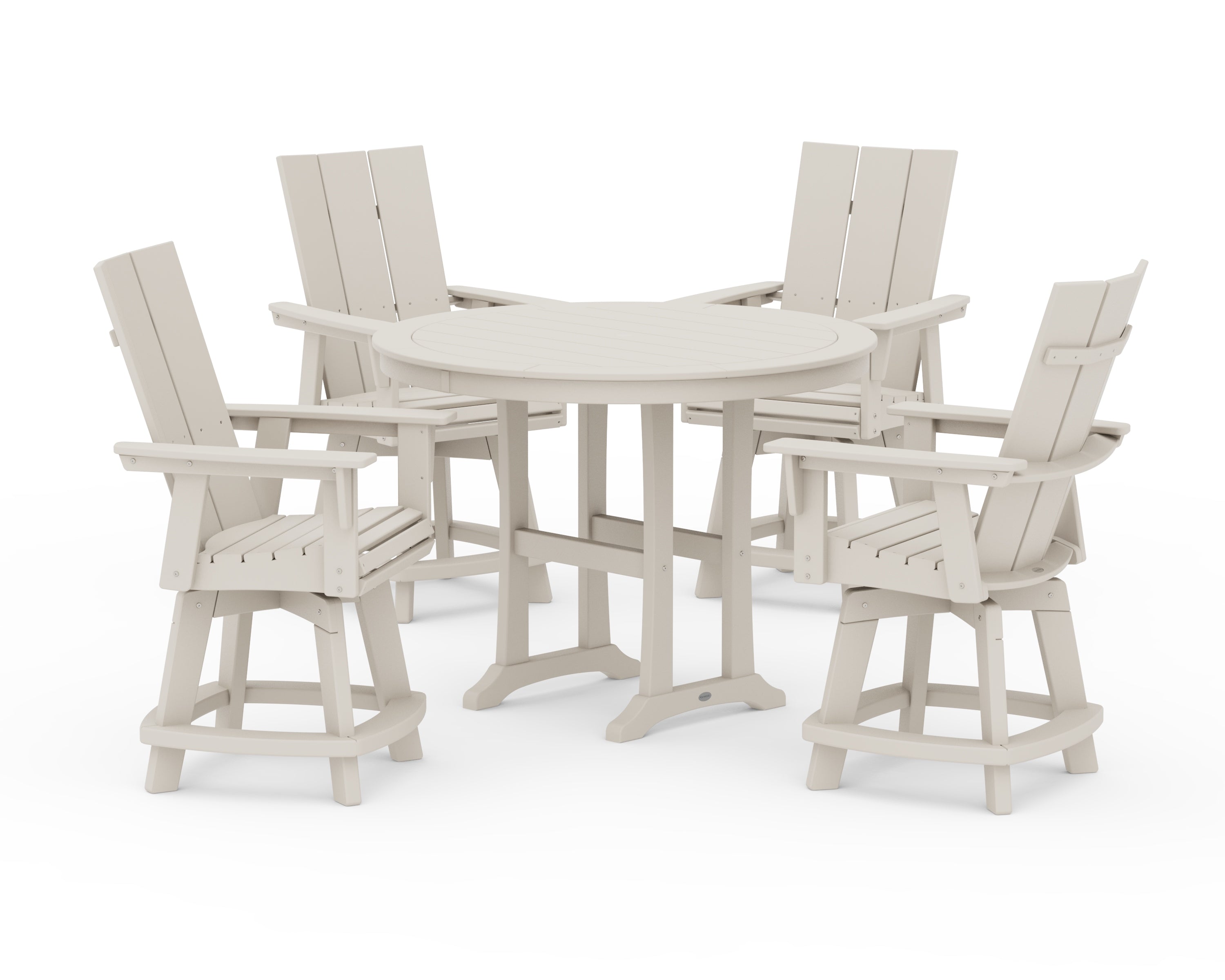 POLYWOOD 5-Piece Modern Swivel Counter Set in Sand