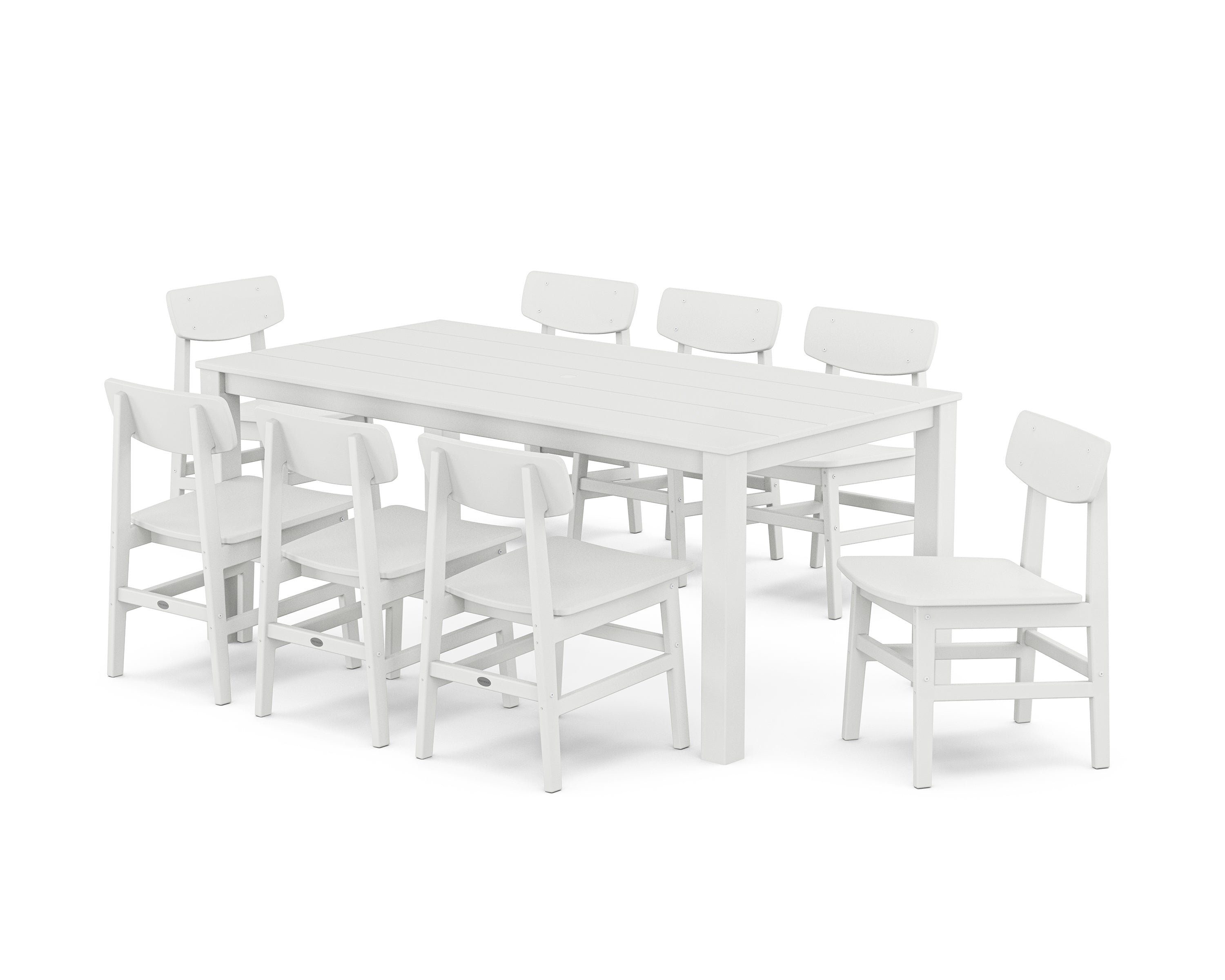 POLYWOOD® Modern Studio Urban Chair 9-Piece Parsons Dining Set in White