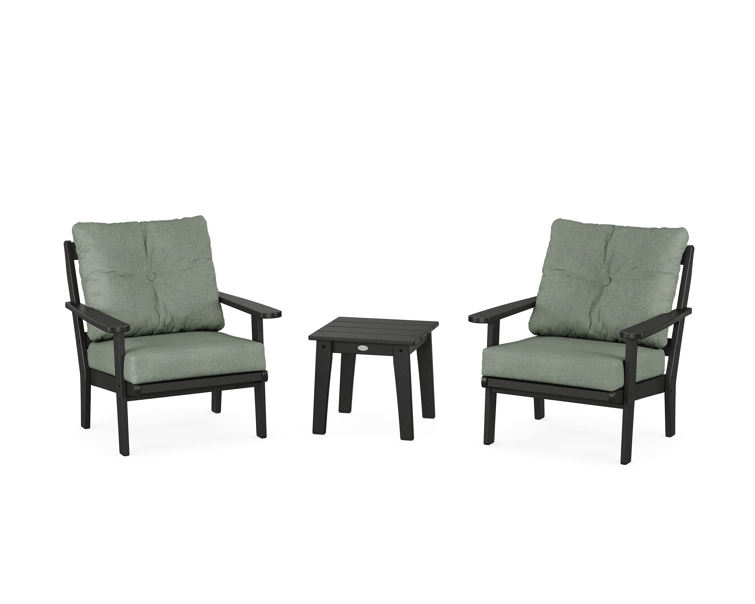 POLYWOOD Mission 3-Piece Deep Seating Set in Black / Cast Sage