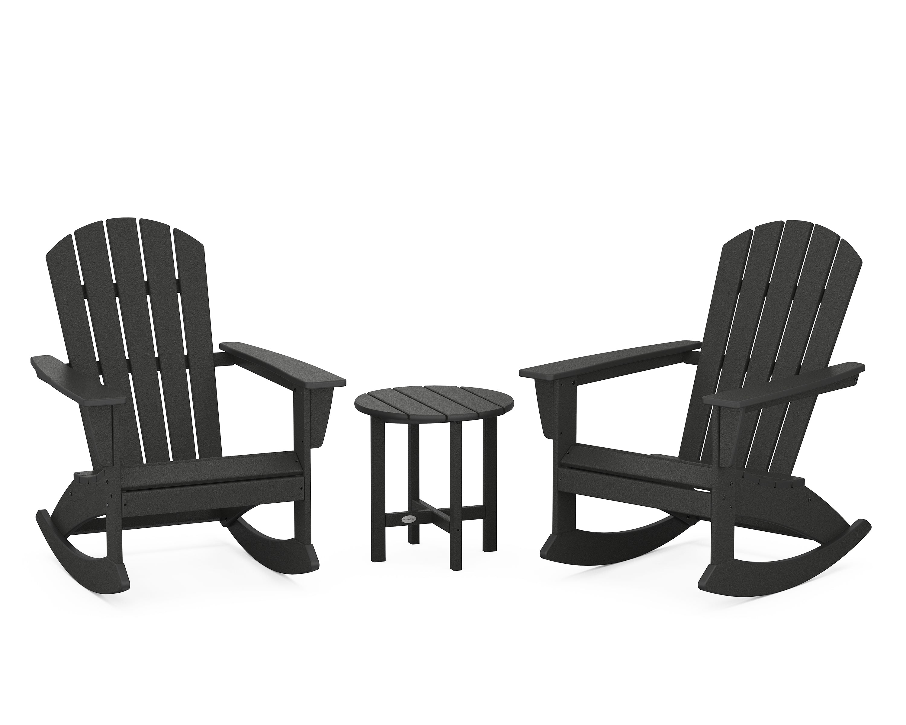 POLYWOOD® Nautical 3-Piece Adirondack Rocking Chair Set in Black